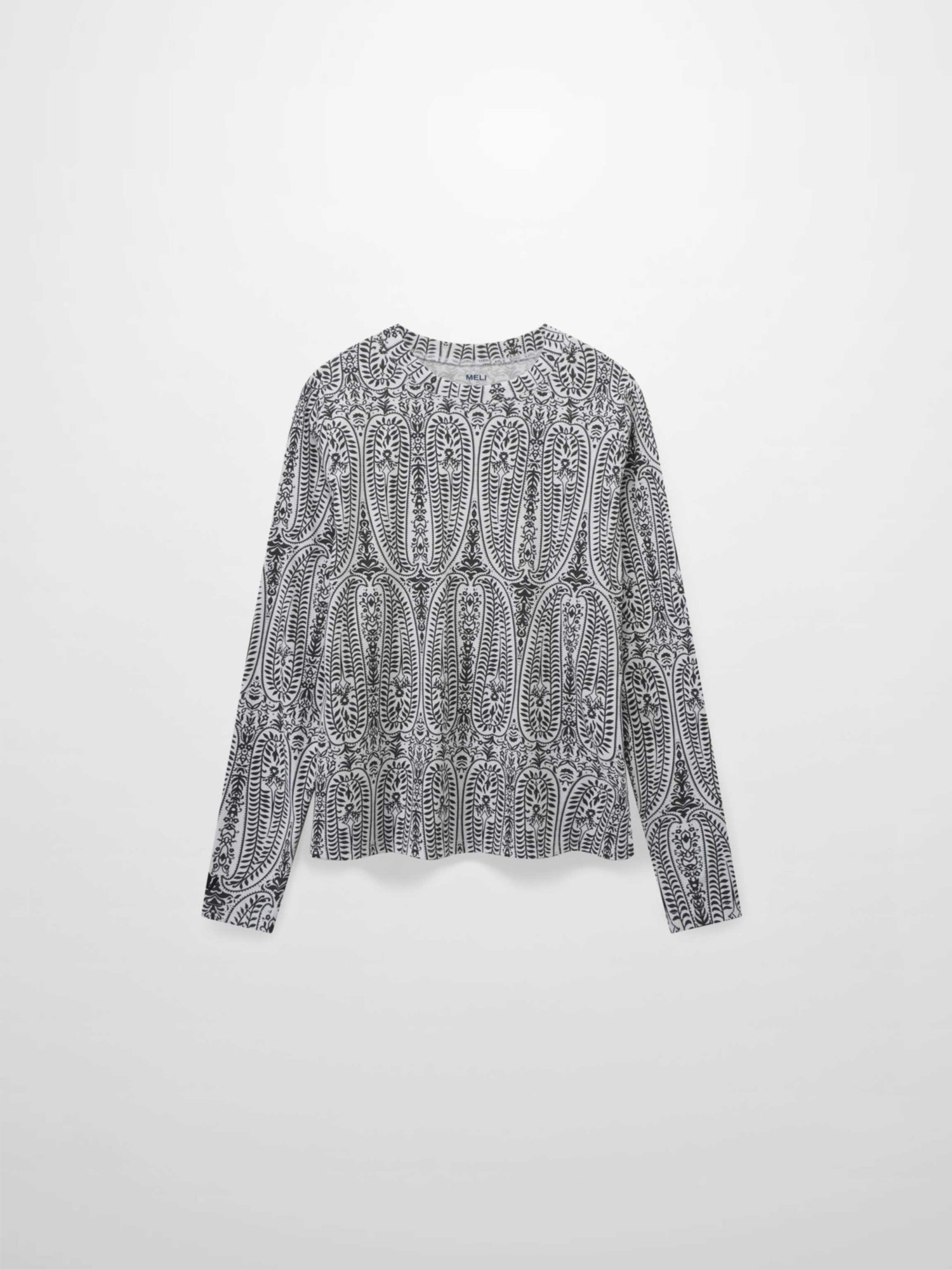 Basic Printed T-shirt-Paisley Vines Black