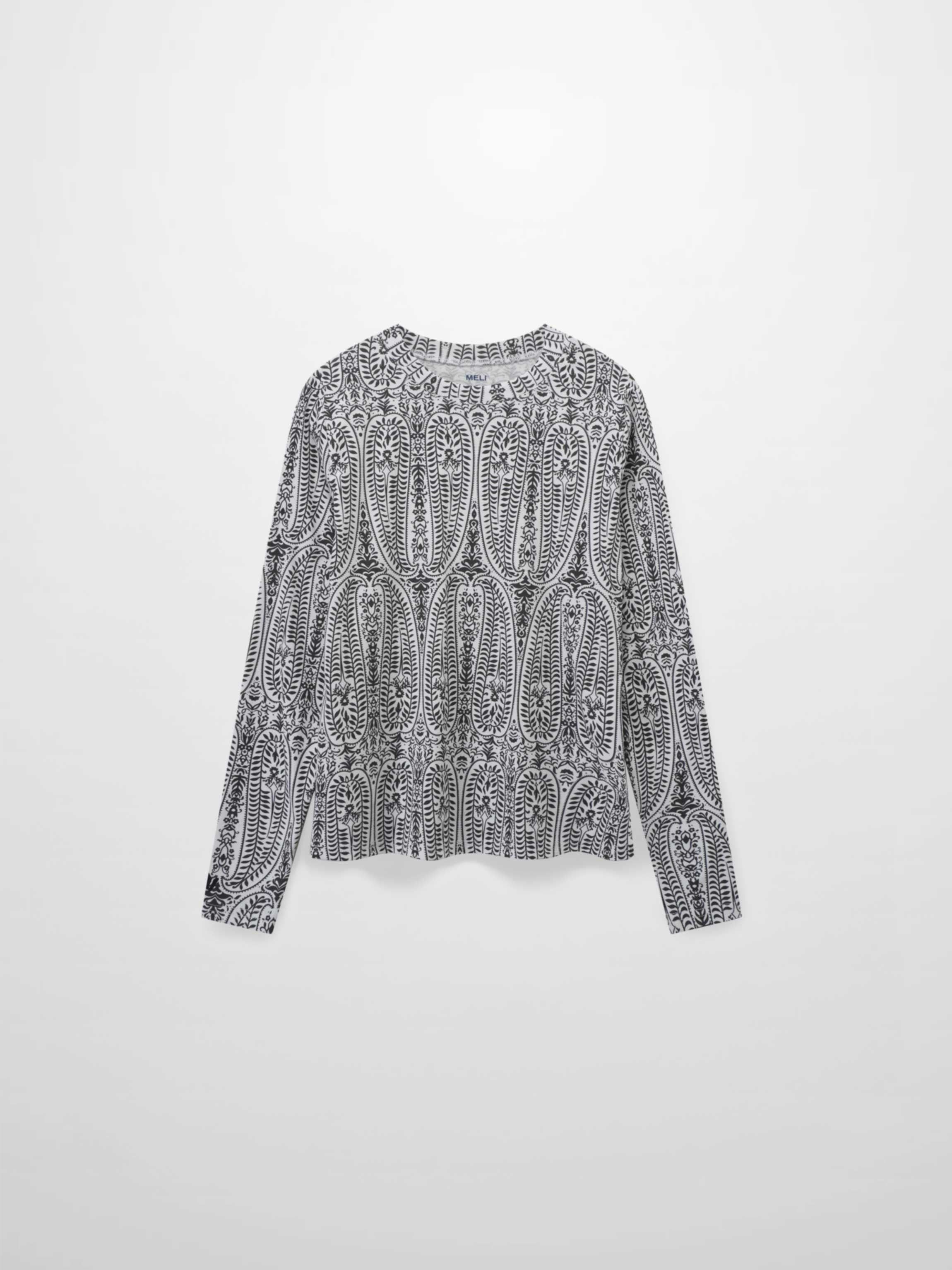Basic Printed T-shirt-Paisley Vines Black