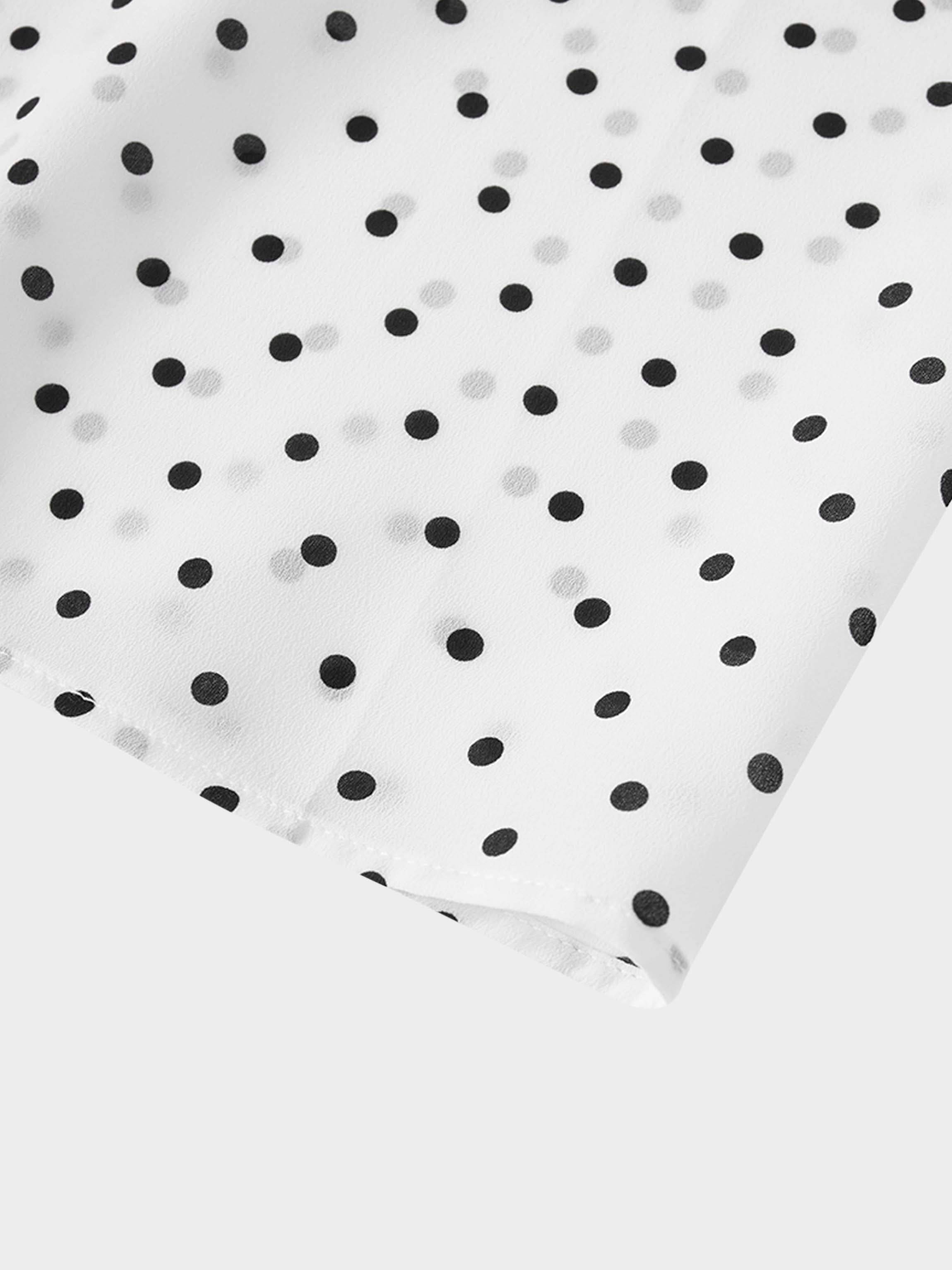 Gathered Overlay Skirt-White and Black Polka Dot