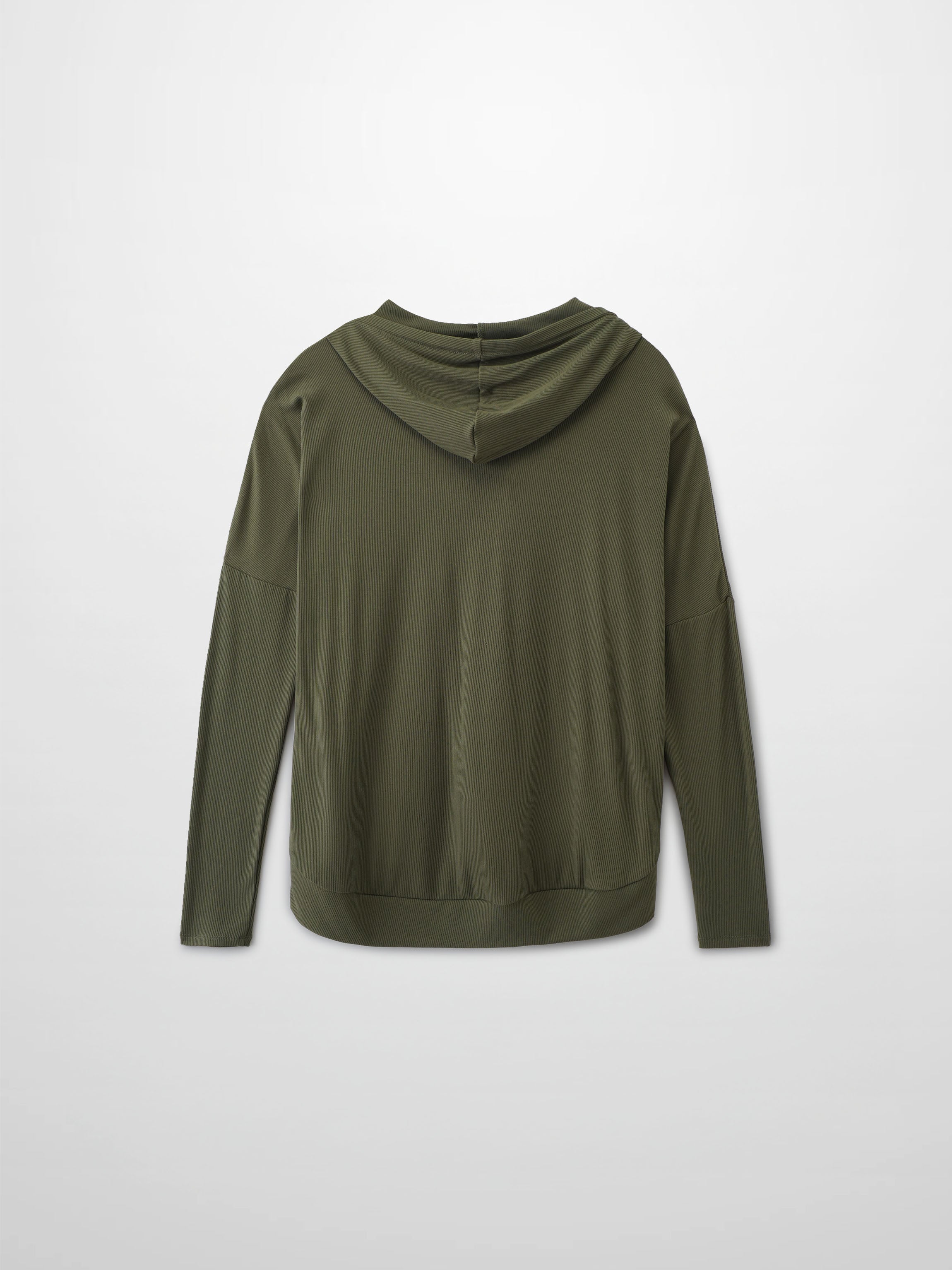 Ribbed Half Zip Hoodie Tee-Olive Green
