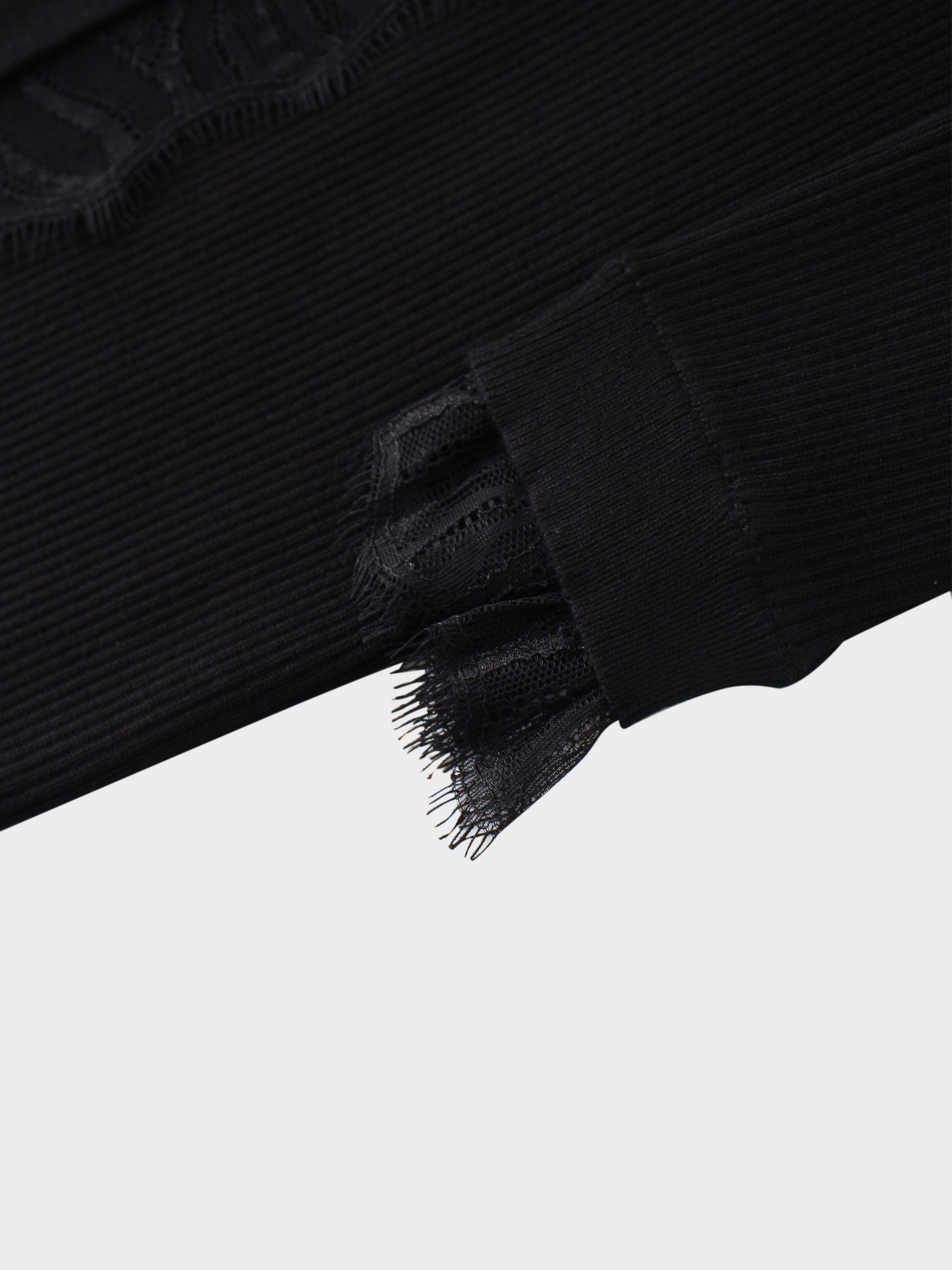 Lace Trimmed Sweater-Black