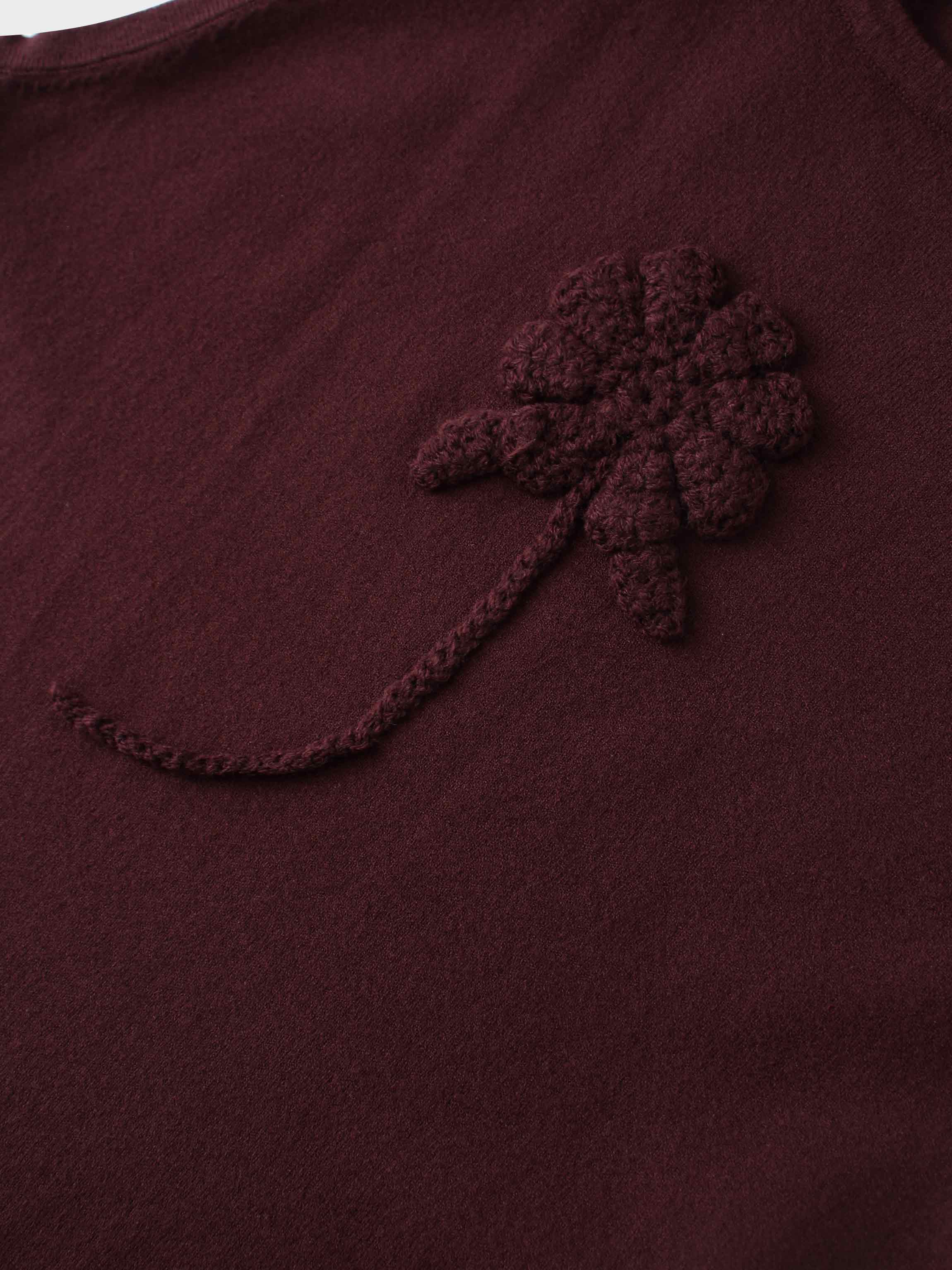 Crochet Puff Flower Sweater Set-Plum