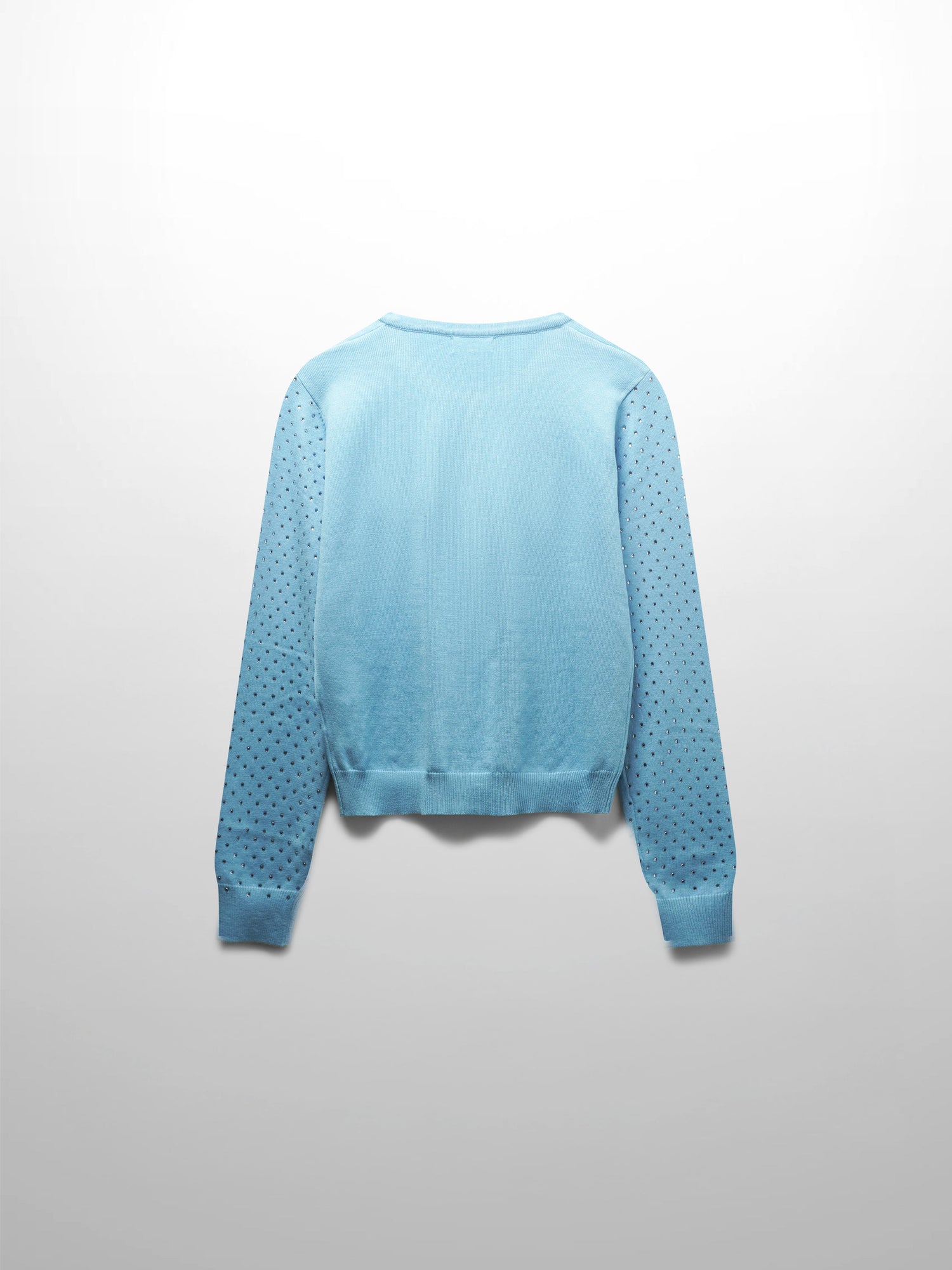 Stone Embellished Crew Cardigan-Sky Blue