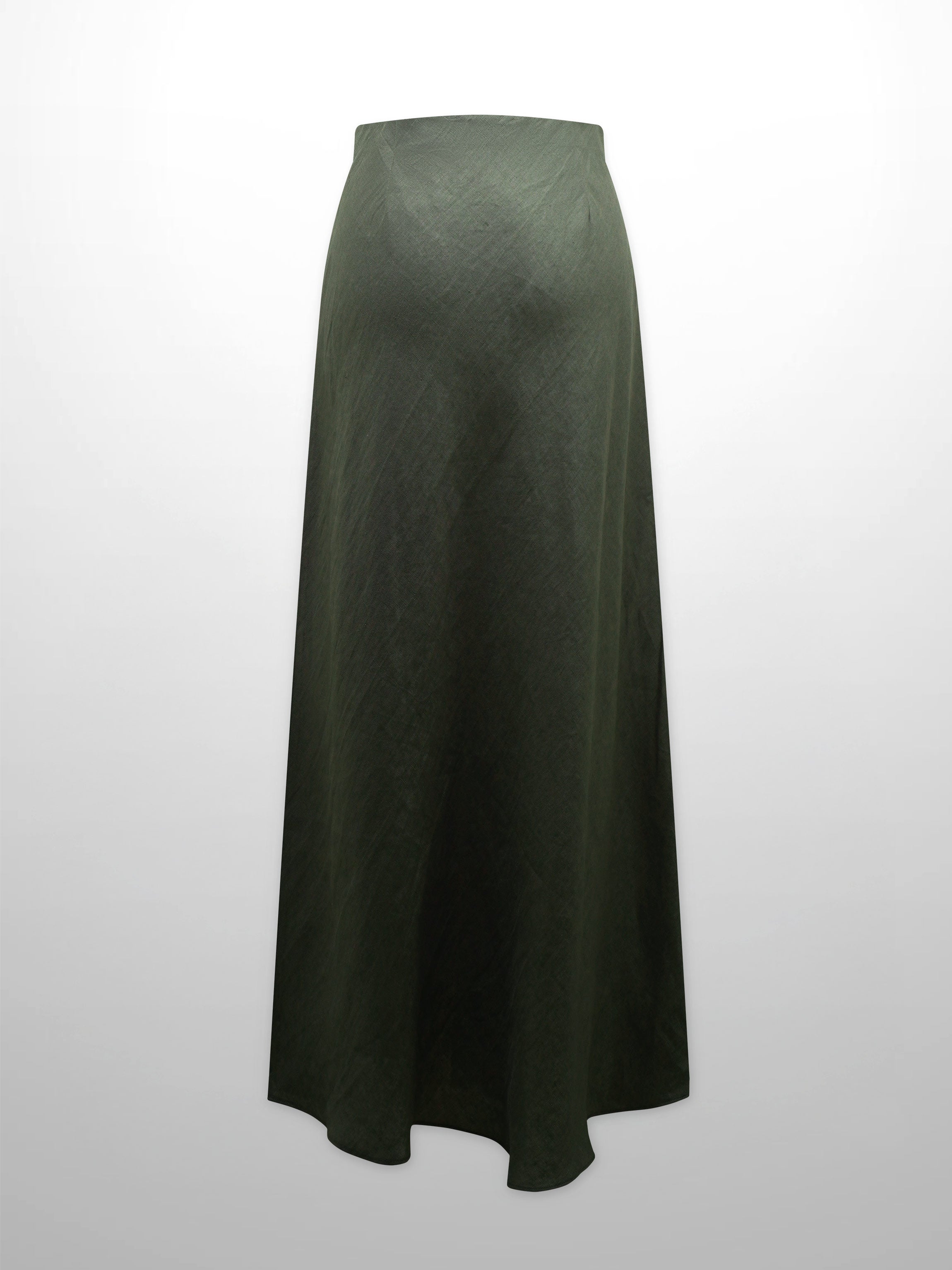 Linen Slip Skirt-Olive Green