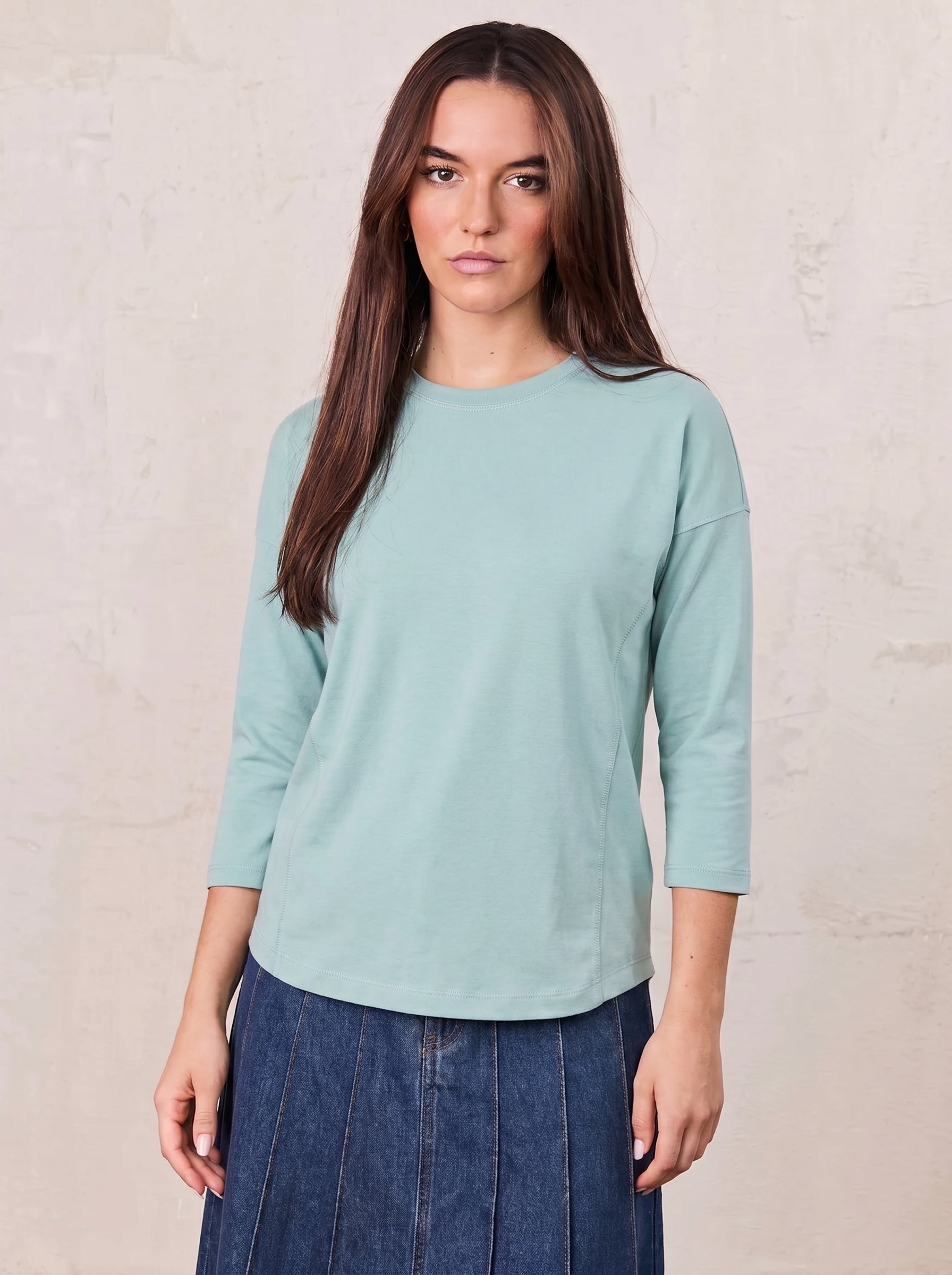 Side Seam Boxy Tee-Light Blue
