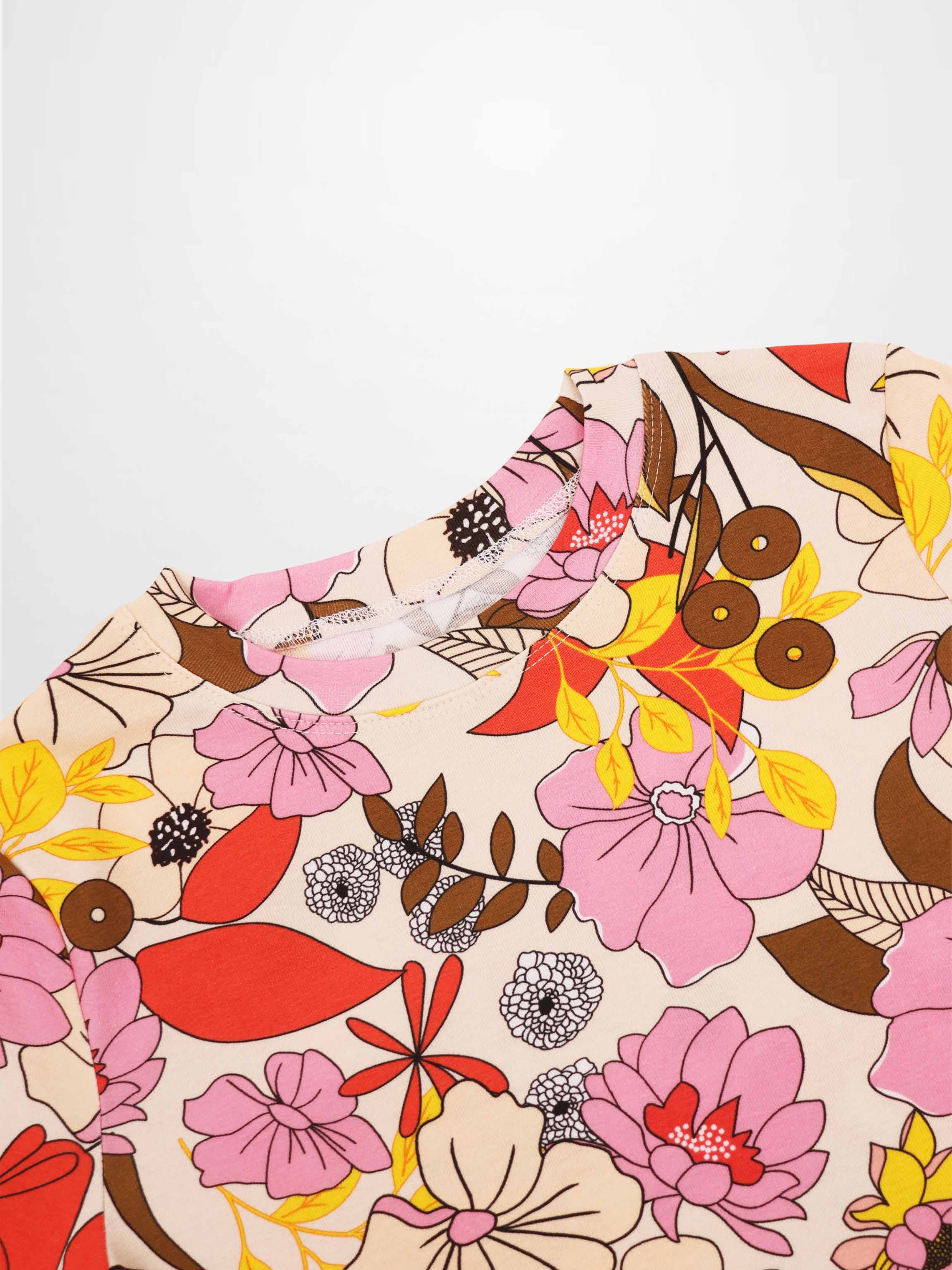 Basic Printed T-shirt-Colorful Floral