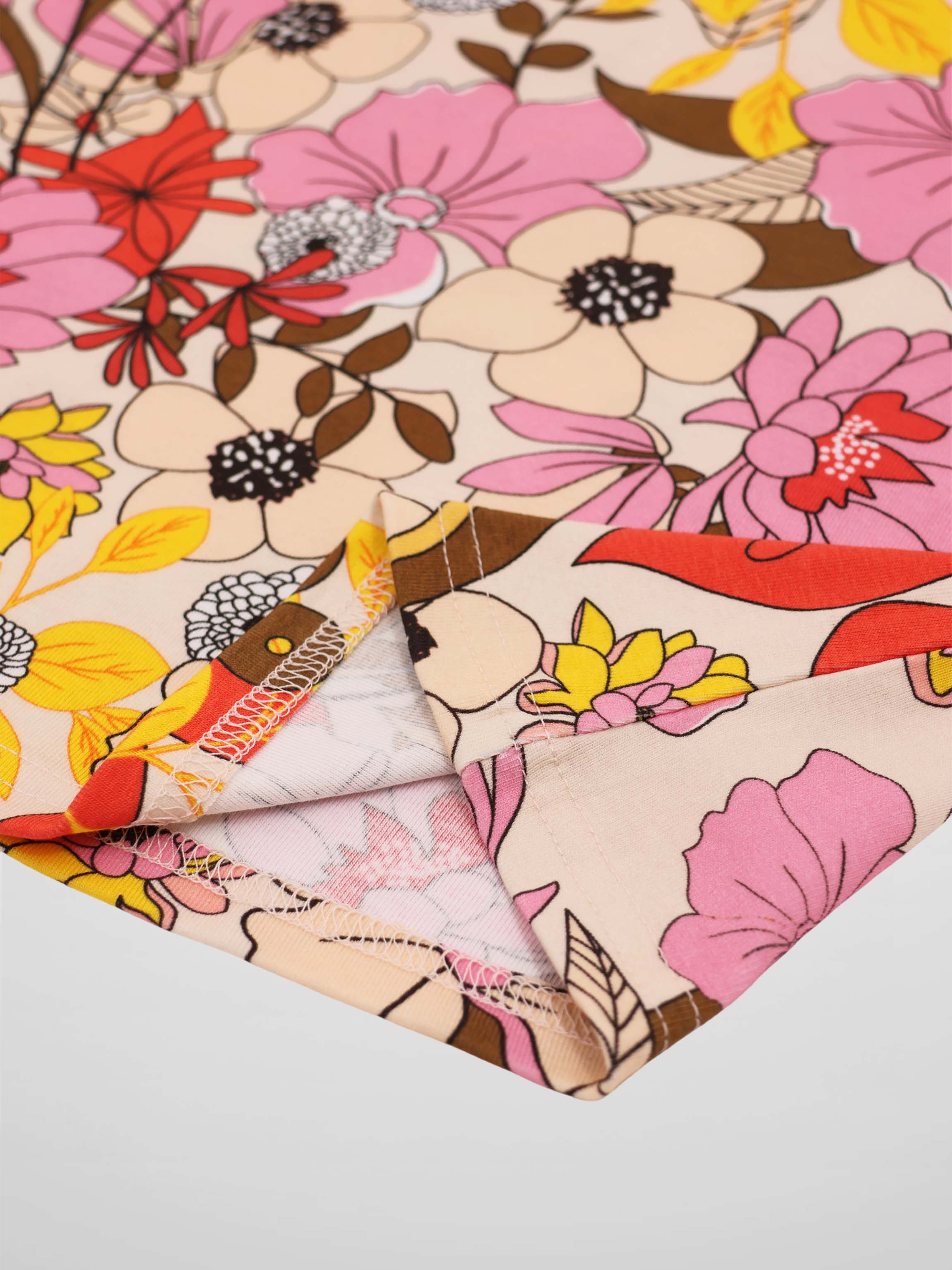 Basic Printed T-shirt-Colorful Floral