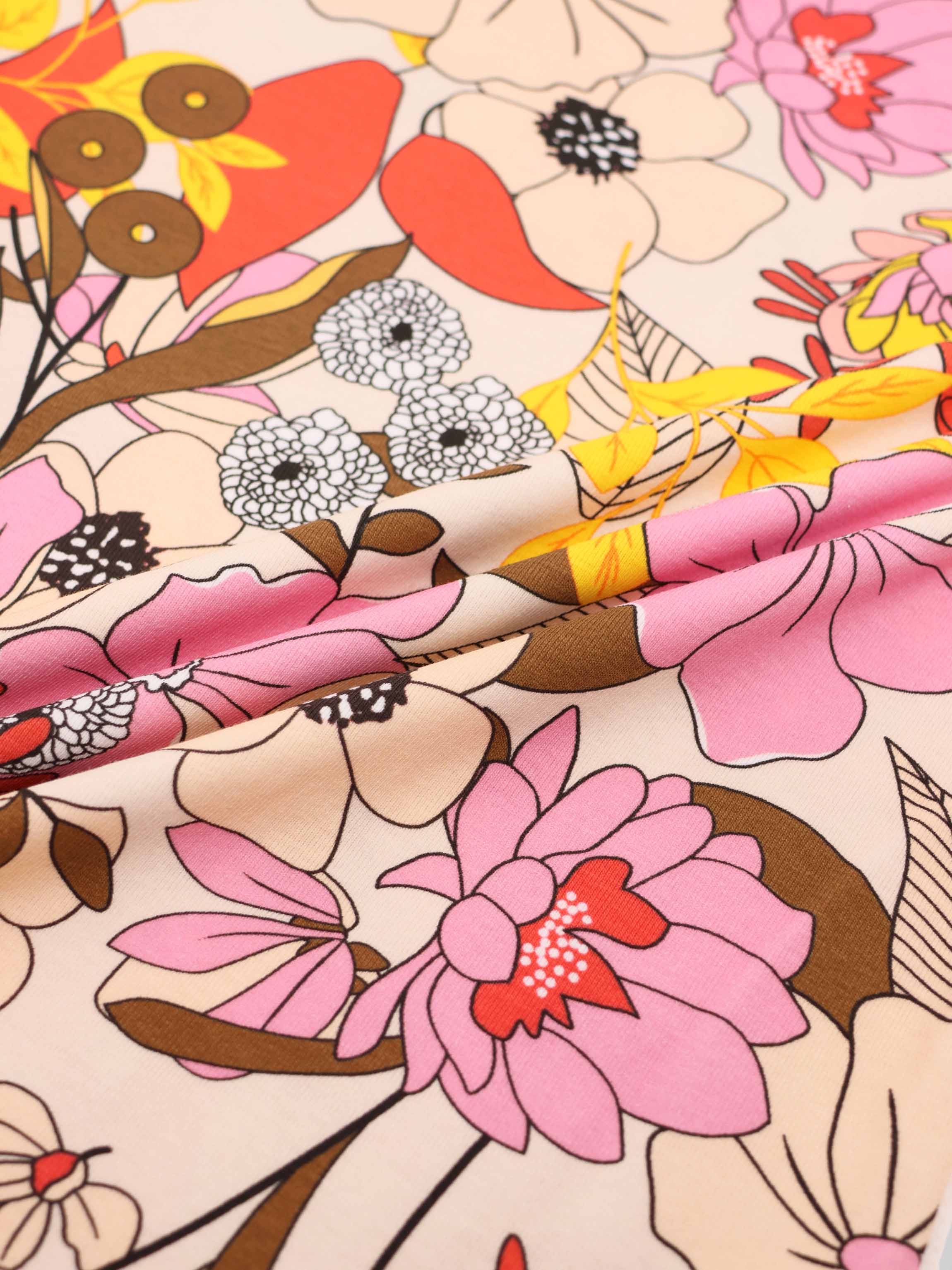 Basic Printed T-shirt-Colorful Floral