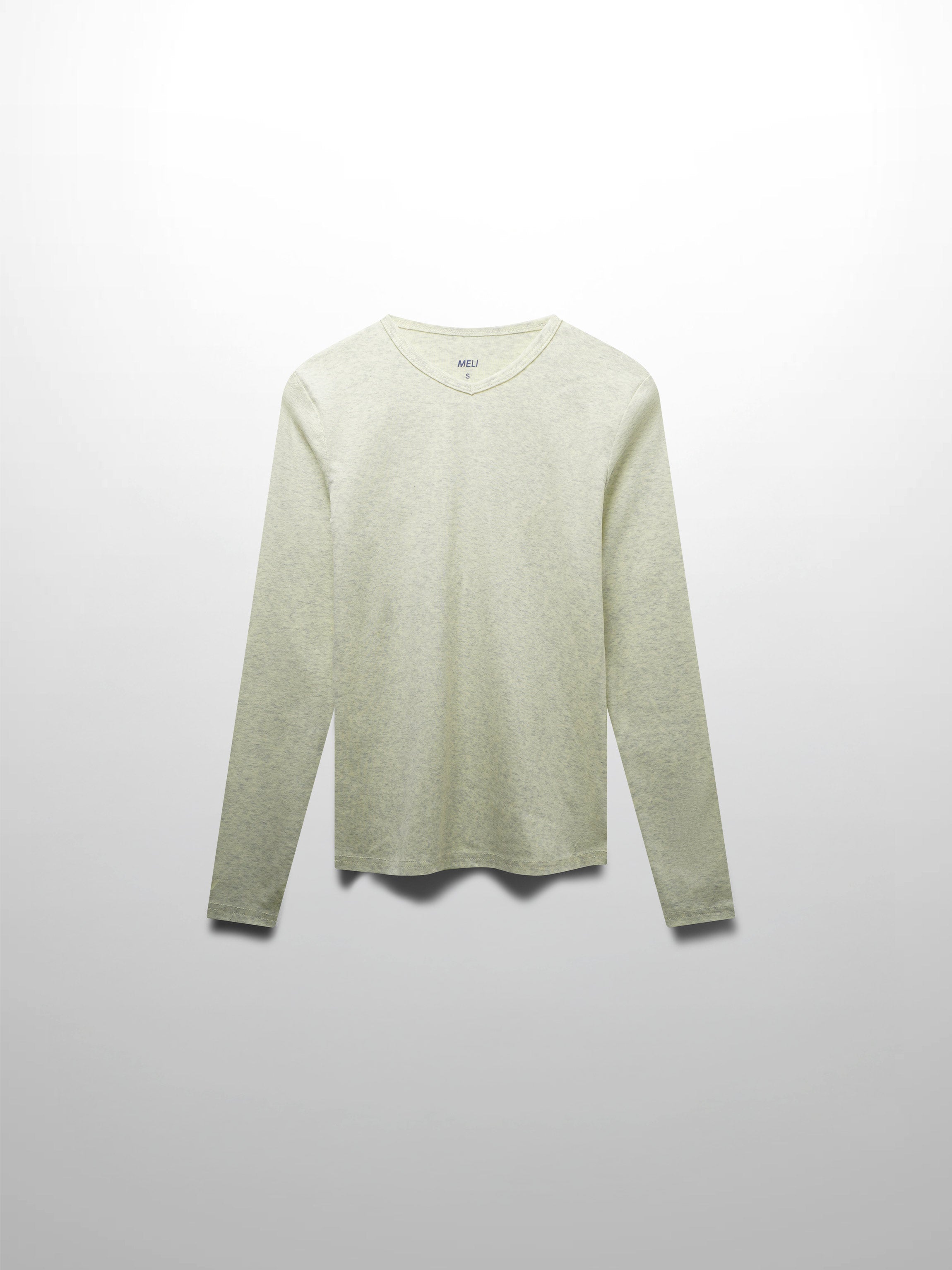 Basic High V Tee Long Sleeve-Heathered Grey/Yellow