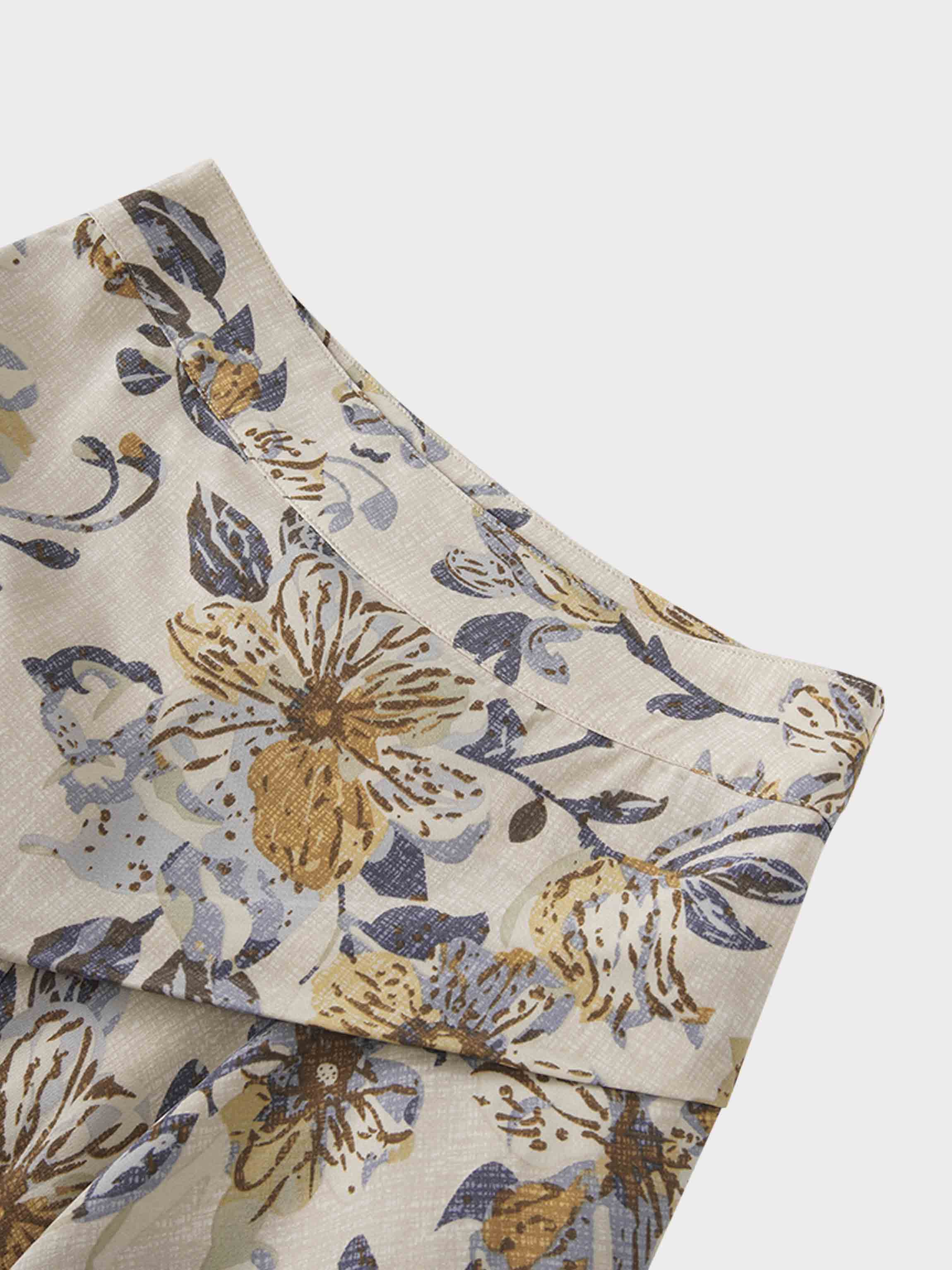 Gathered Overlay Skirt-Oatmeal Floral