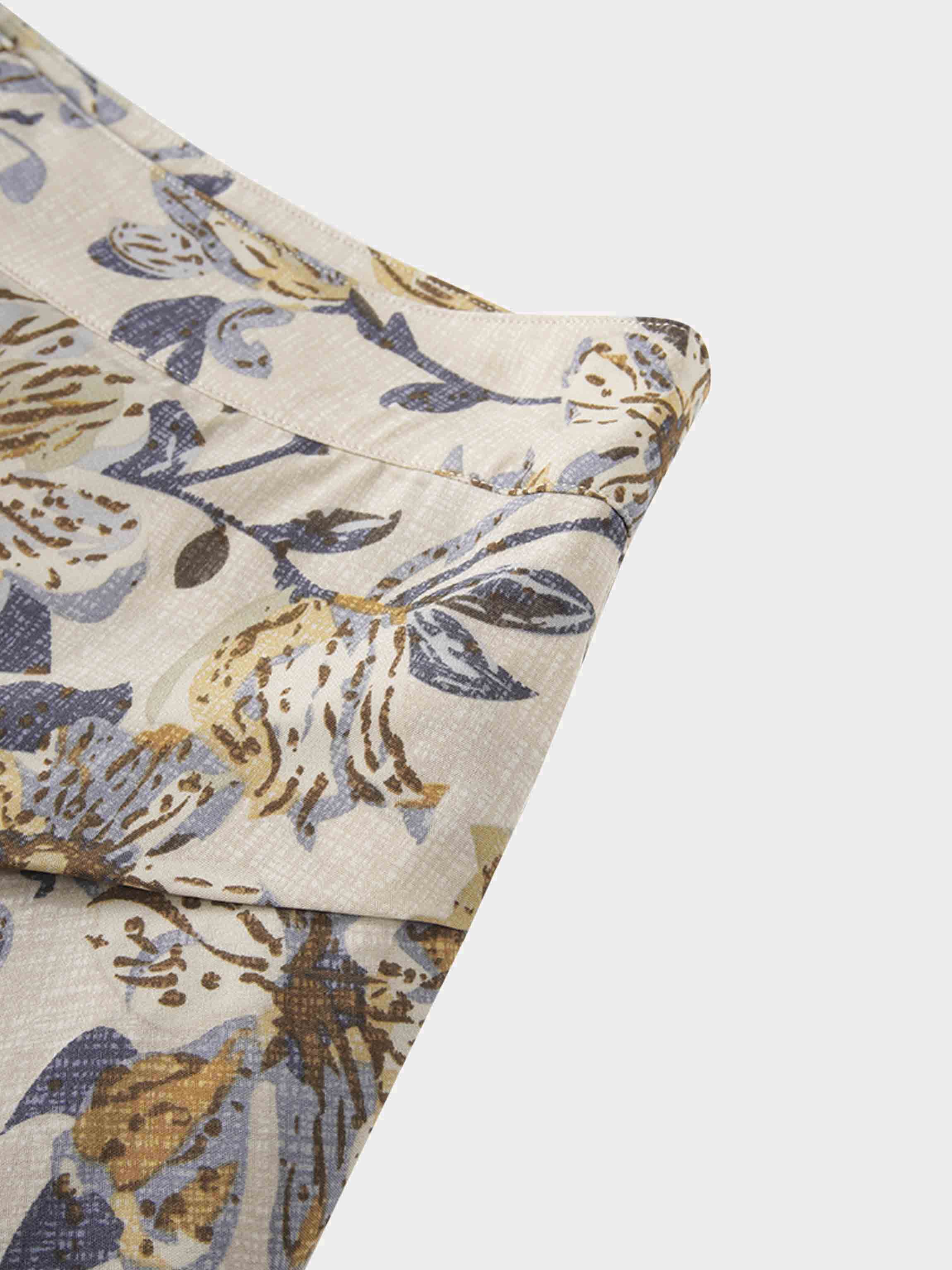 Gathered Overlay Skirt-Oatmeal Floral