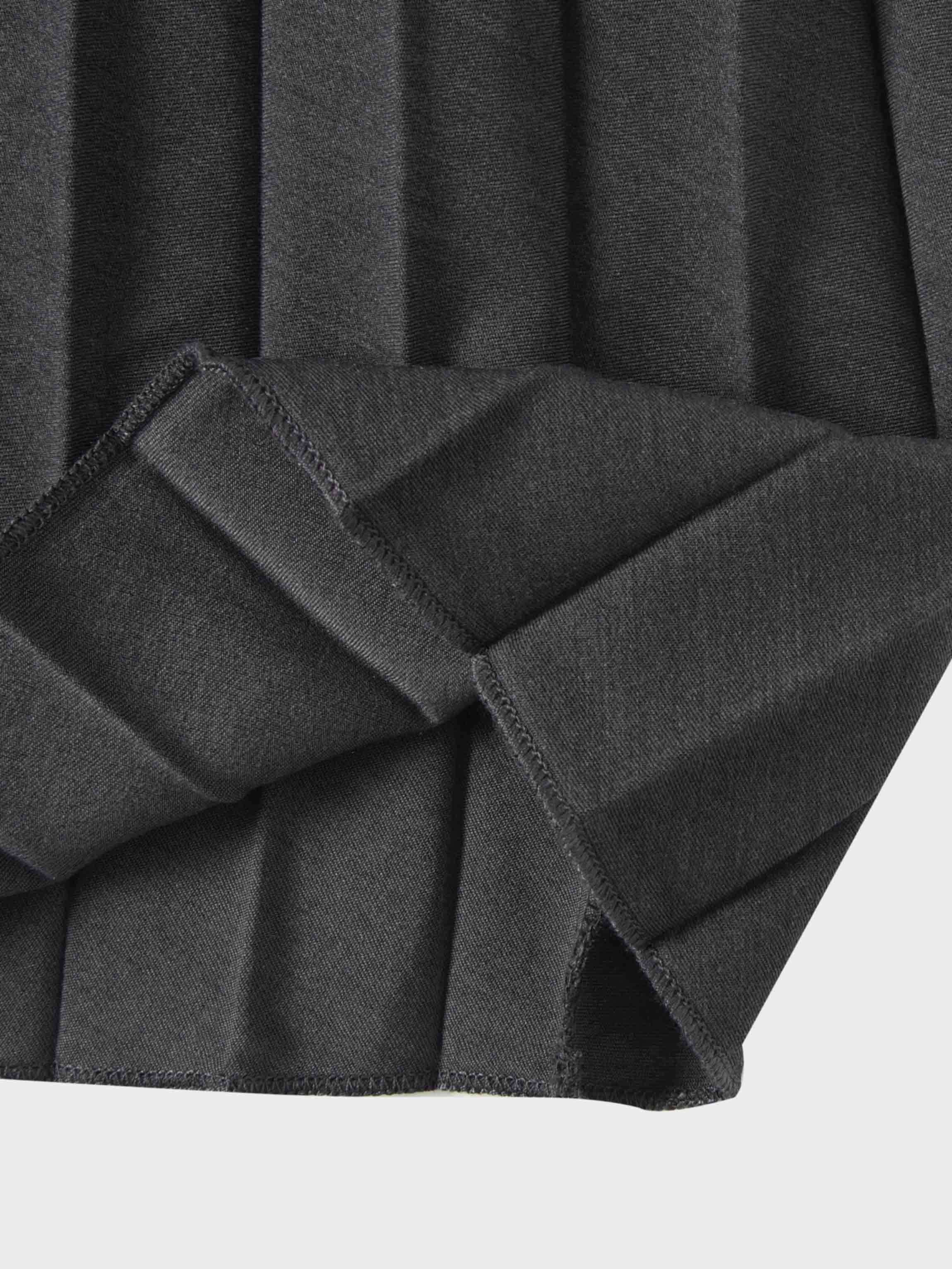 Elastic Waist Micro Pleat Skirt-Denim Black