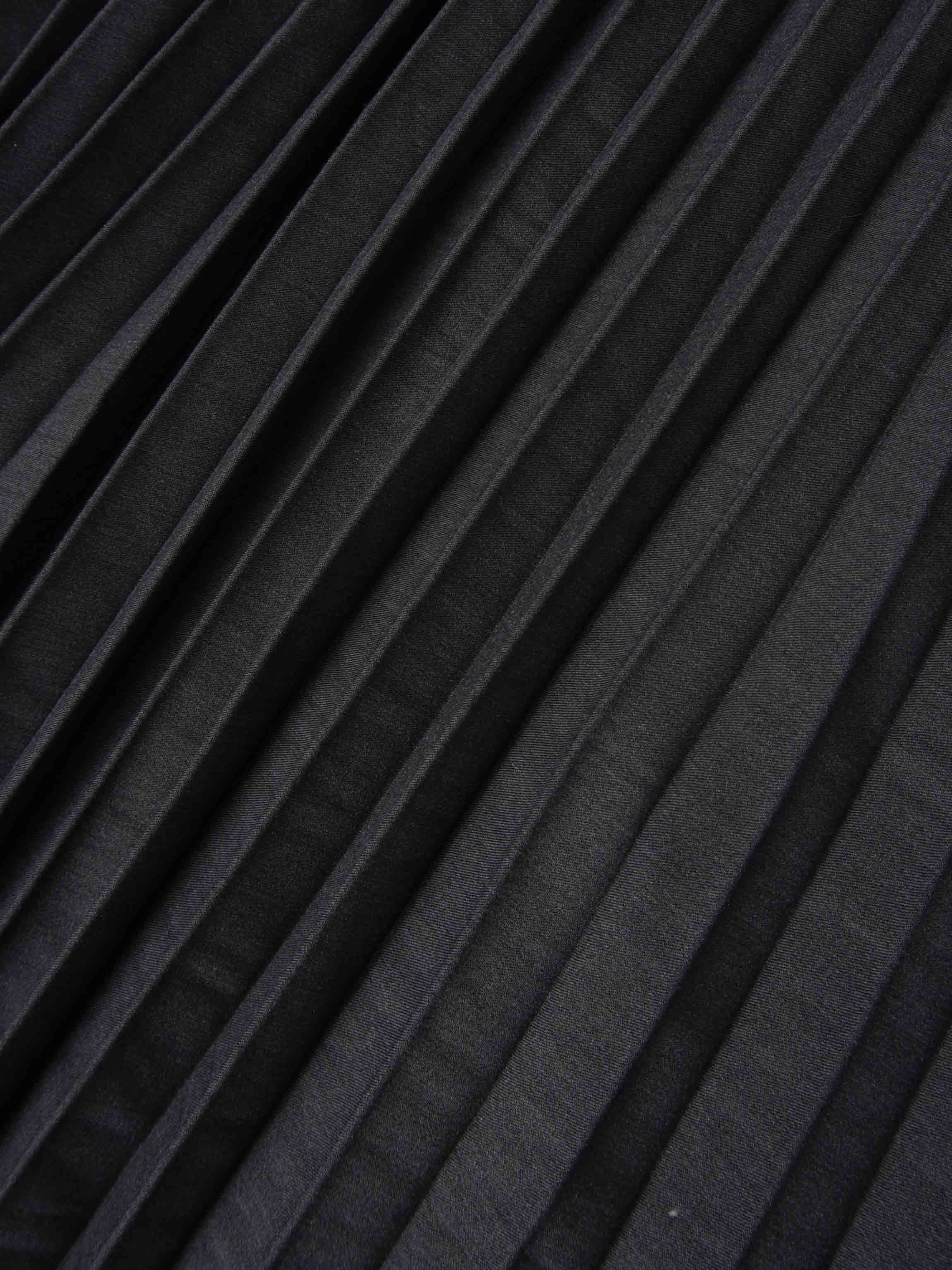 Elastic Waist Micro Pleat Skirt-Denim Black