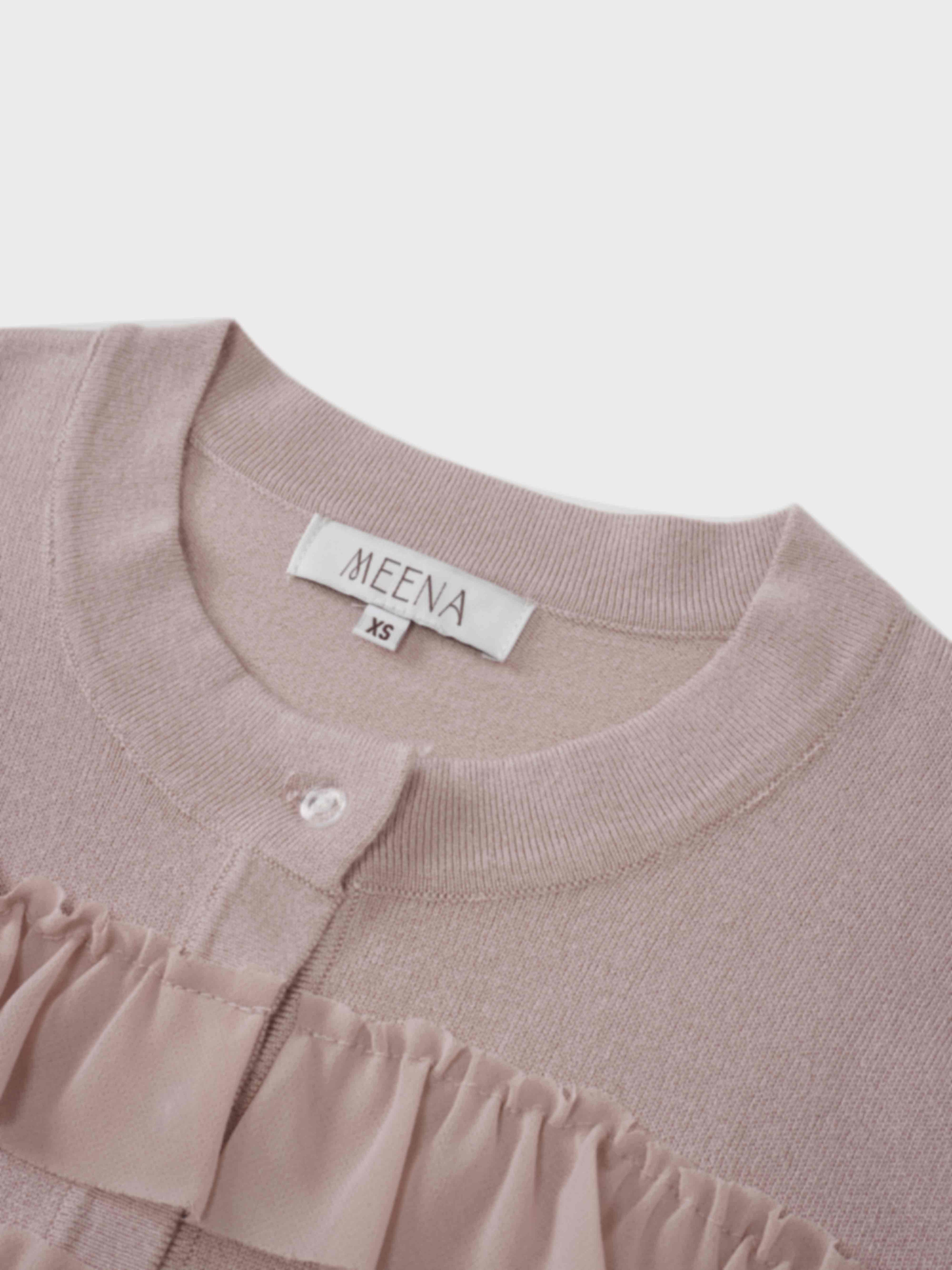 Ruffle Design Cardigan-Mauve