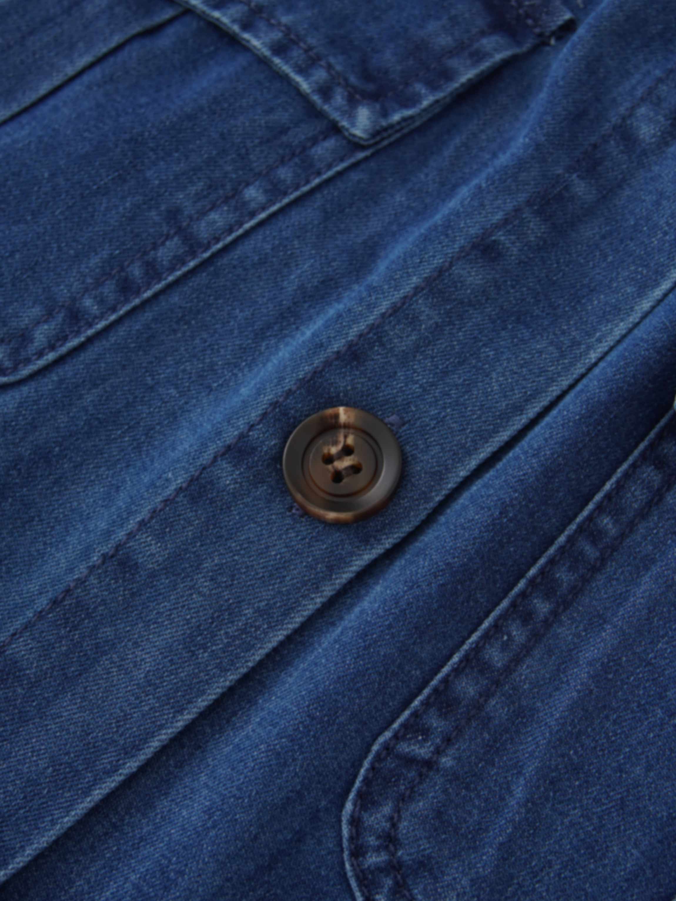 Bottom Ruffle Button Down Denim Skirt-Blue