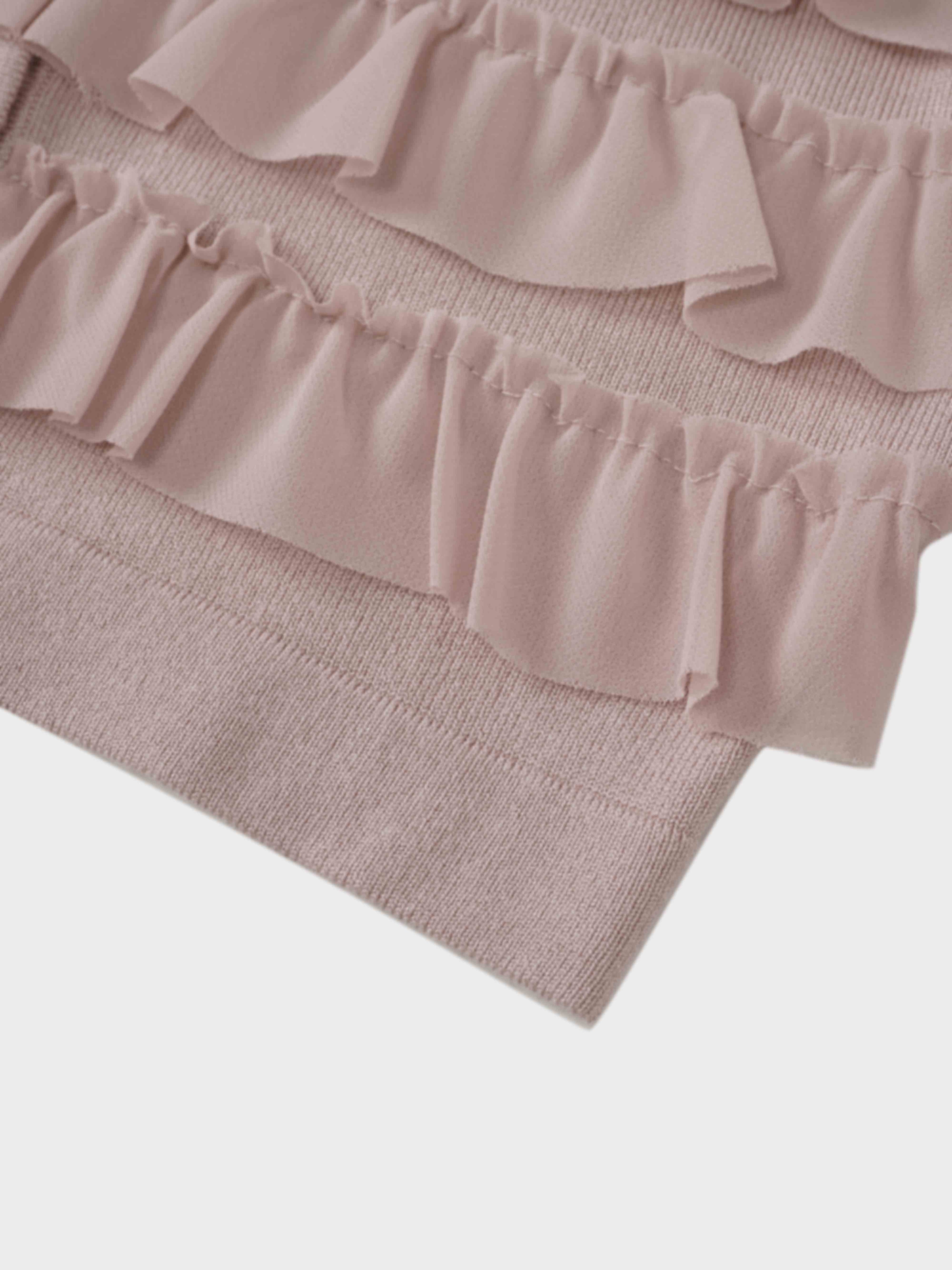 Ruffle Design Cardigan-Mauve