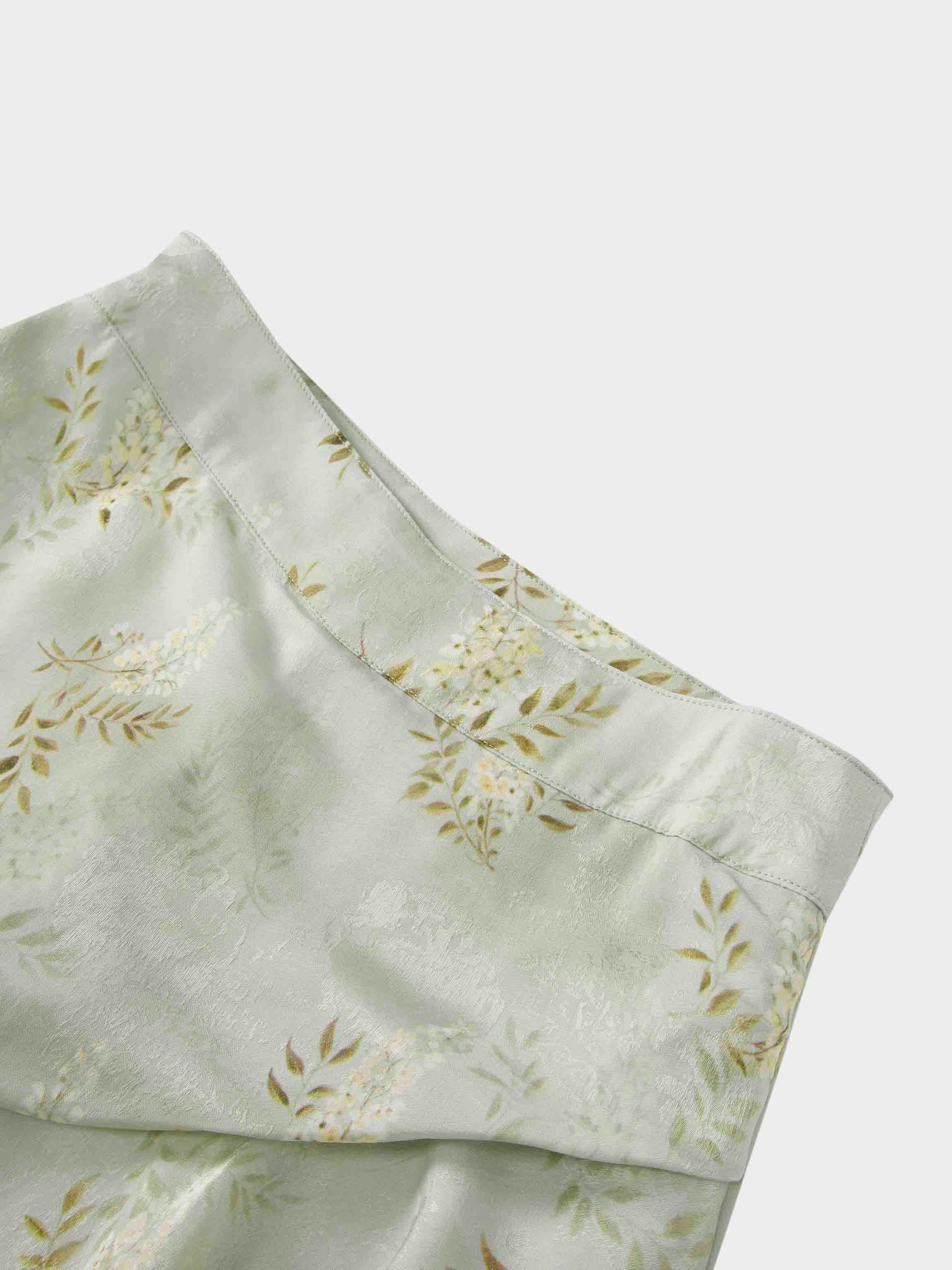 Gathered Overlay Skirt-Mint Floral