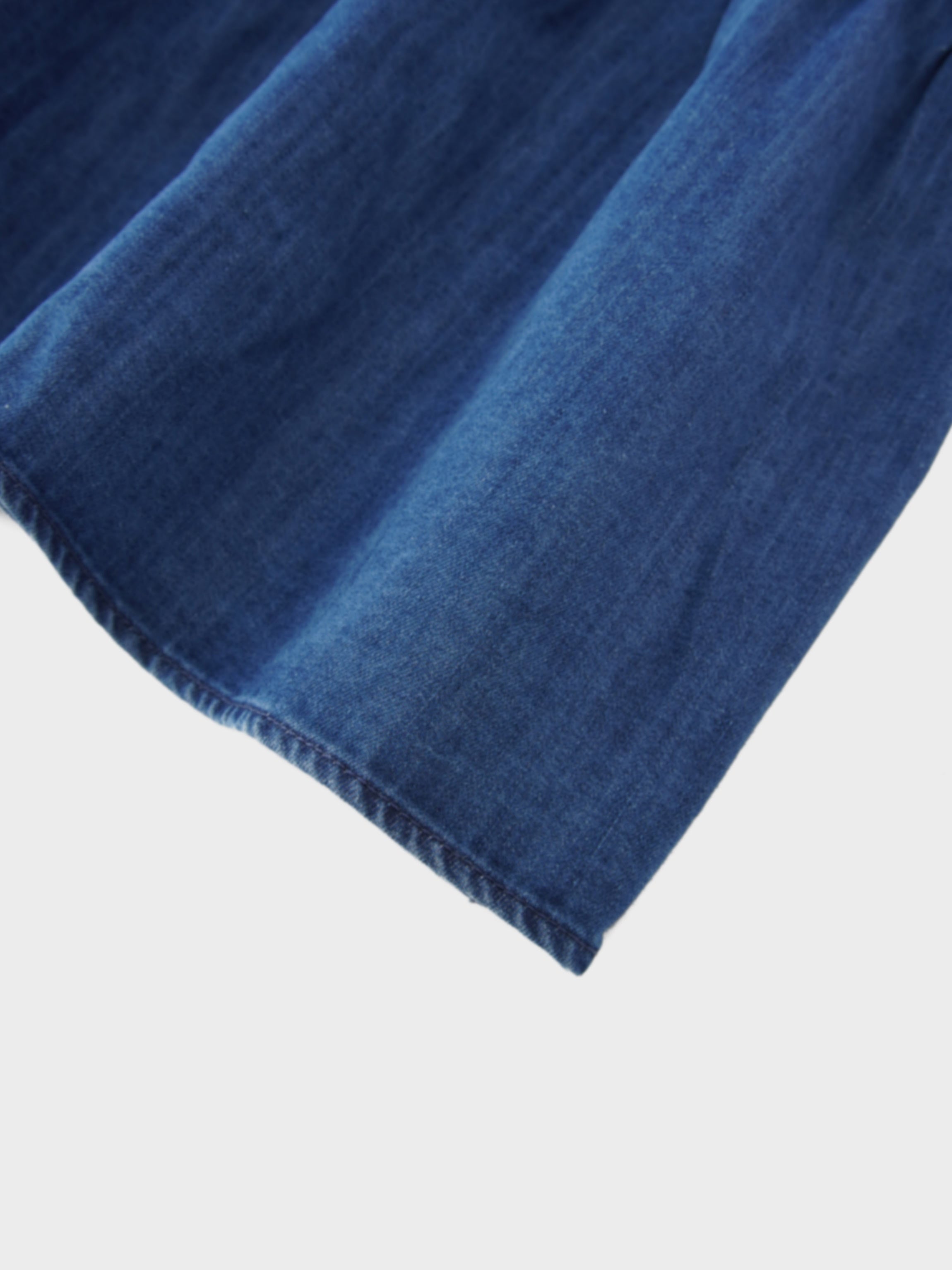 Bottom Ruffle Button Down Denim Skirt-Blue