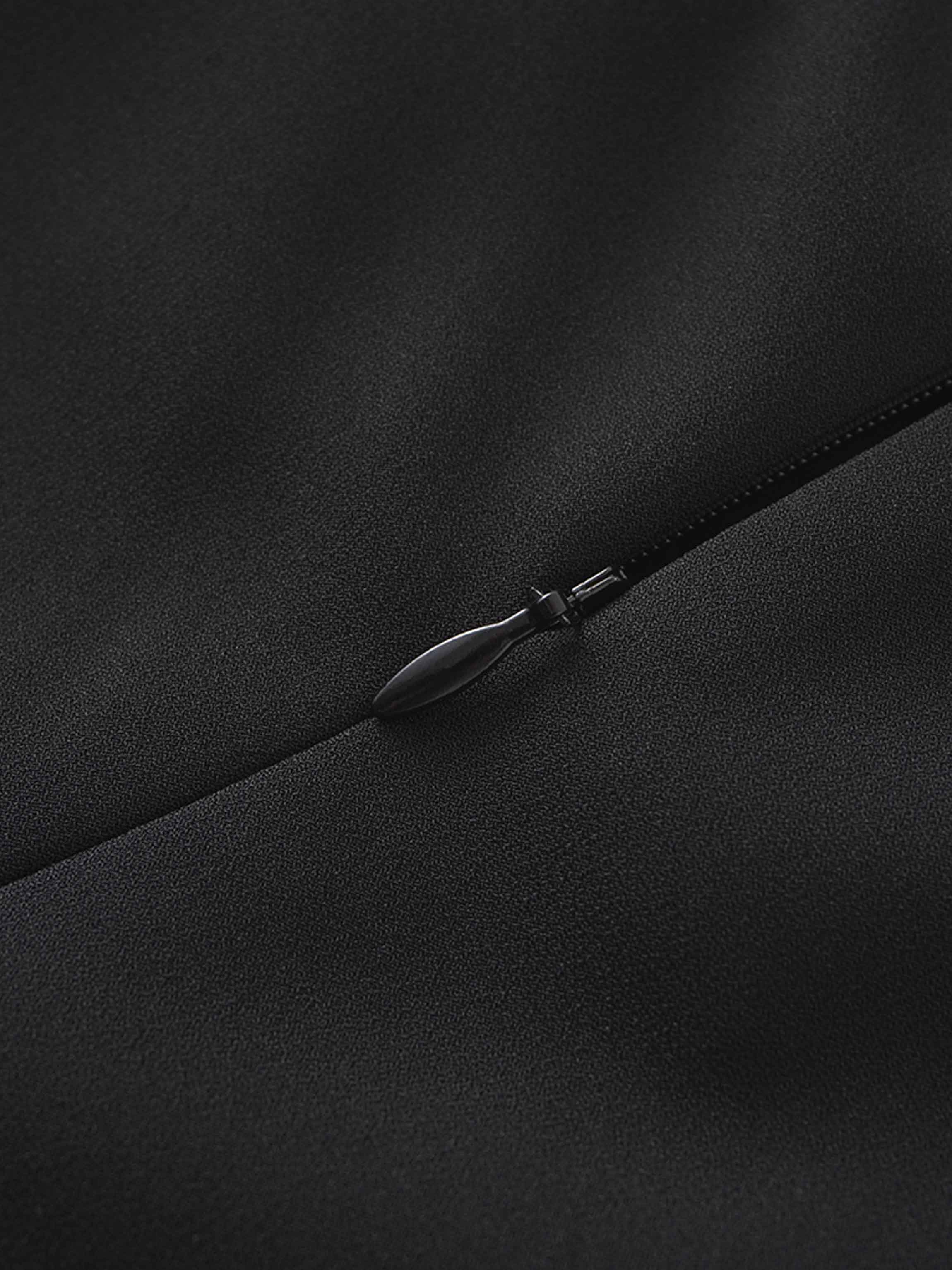 Crepe Slip Dress-Black