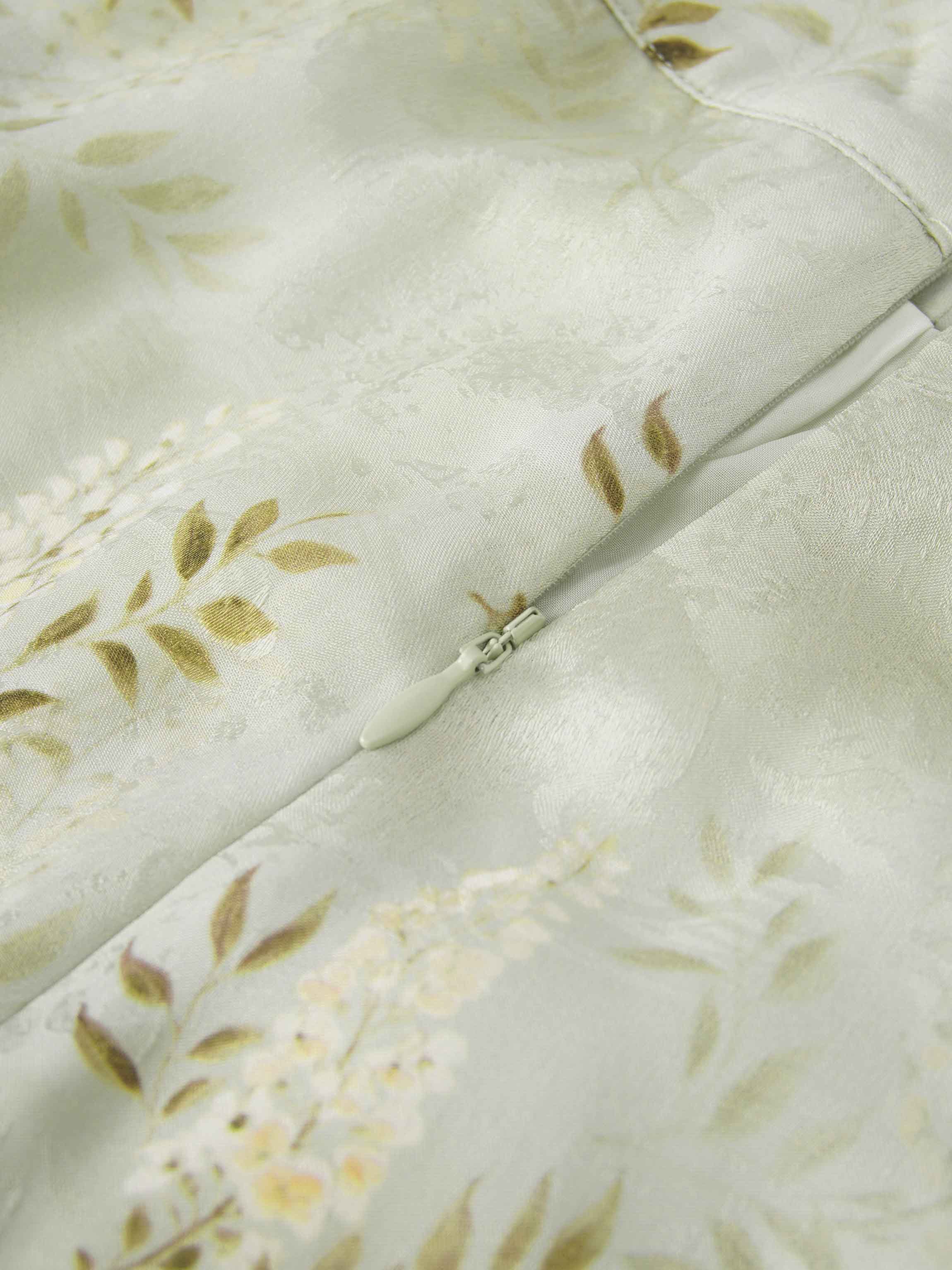 Gathered Overlay Skirt-Mint Floral