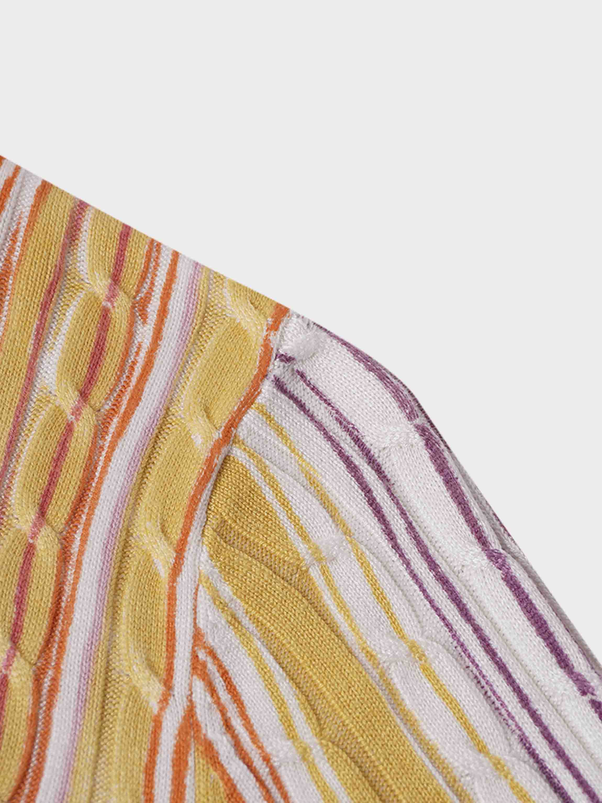 Printed Cable Knit Sweater-Pastel Stripes