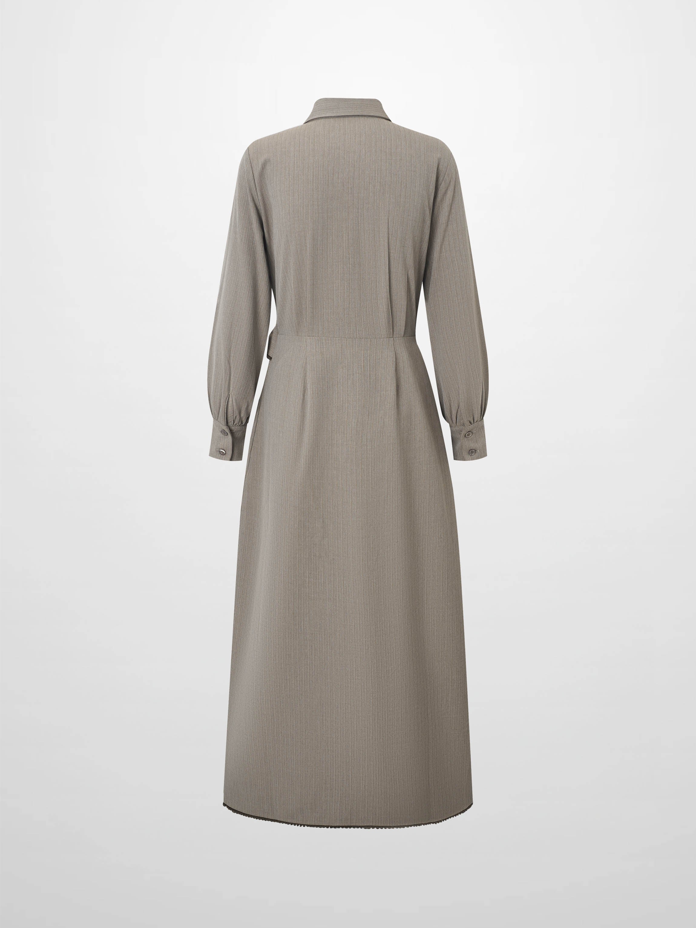 Wrap Shirtdress - Taupe Pinstripe