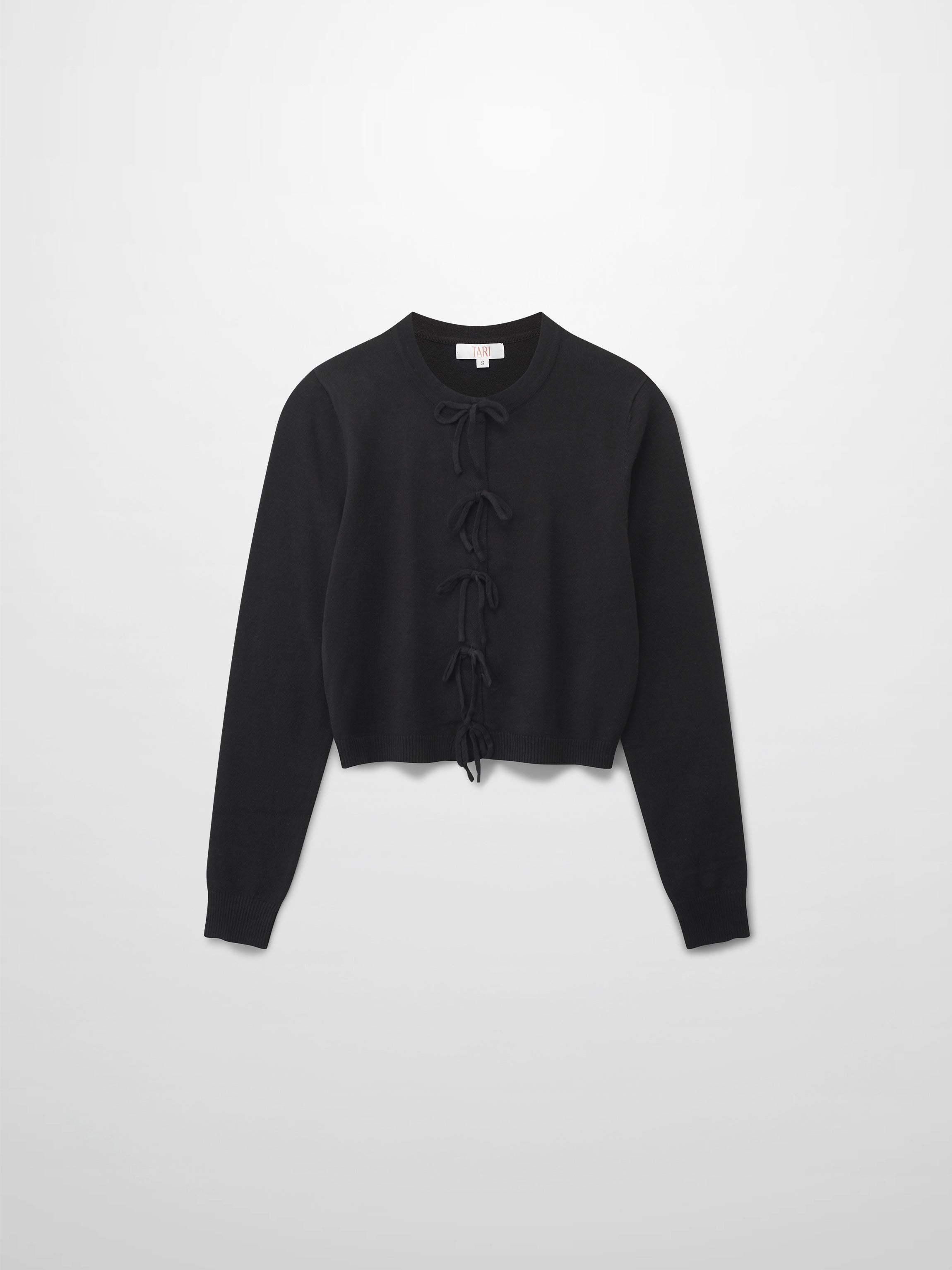 5 Bow Crop Cardigan-Black