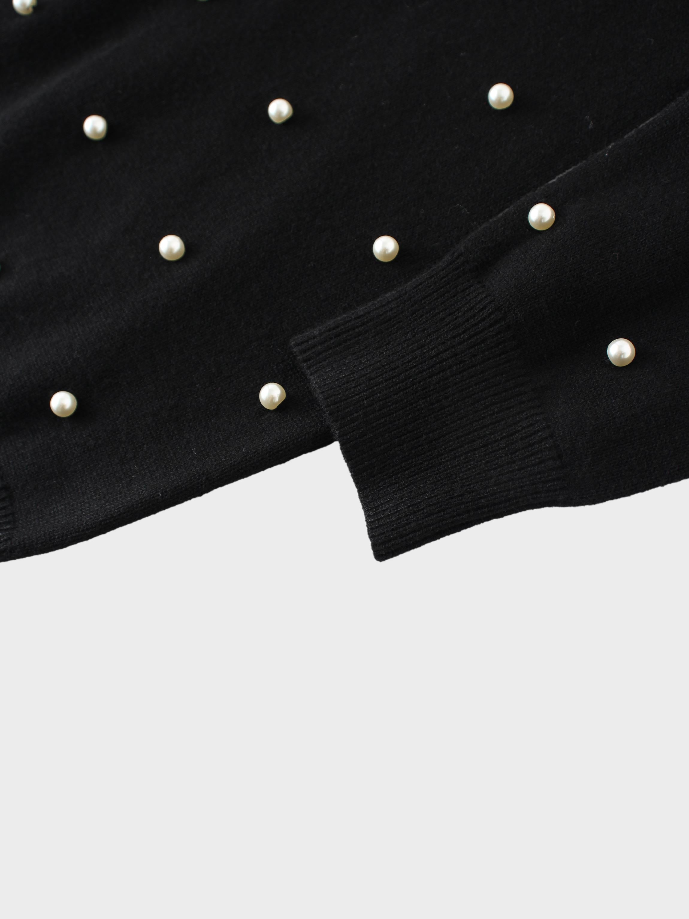 Pearl Embellished Sweater-Black