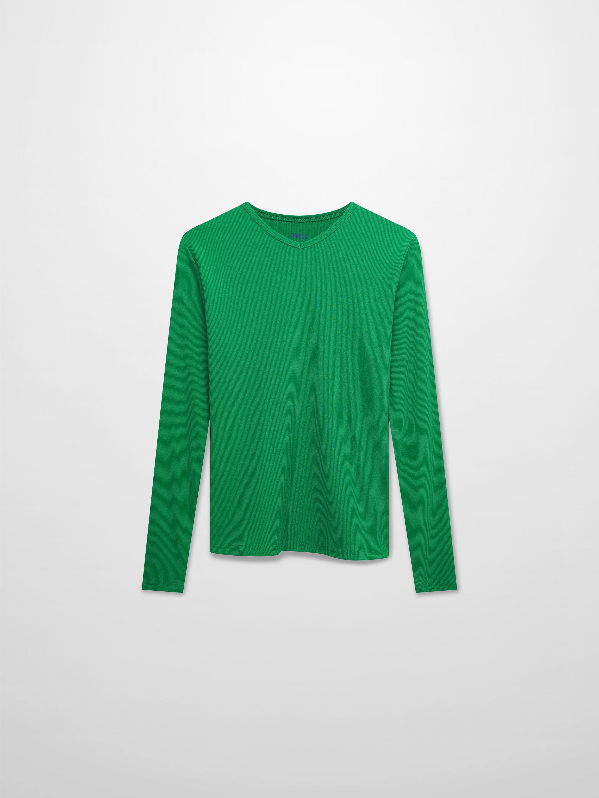 Soft Ribbed High V Tee-Kelly Green