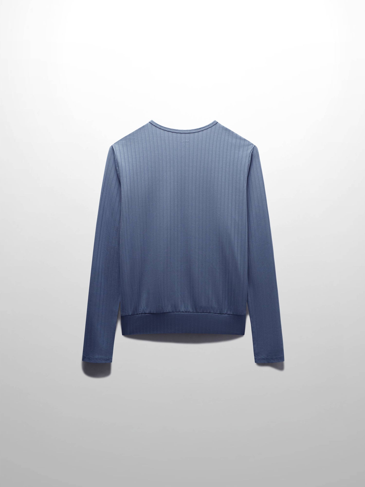 Ribbed High V Bomber-Denim Blue