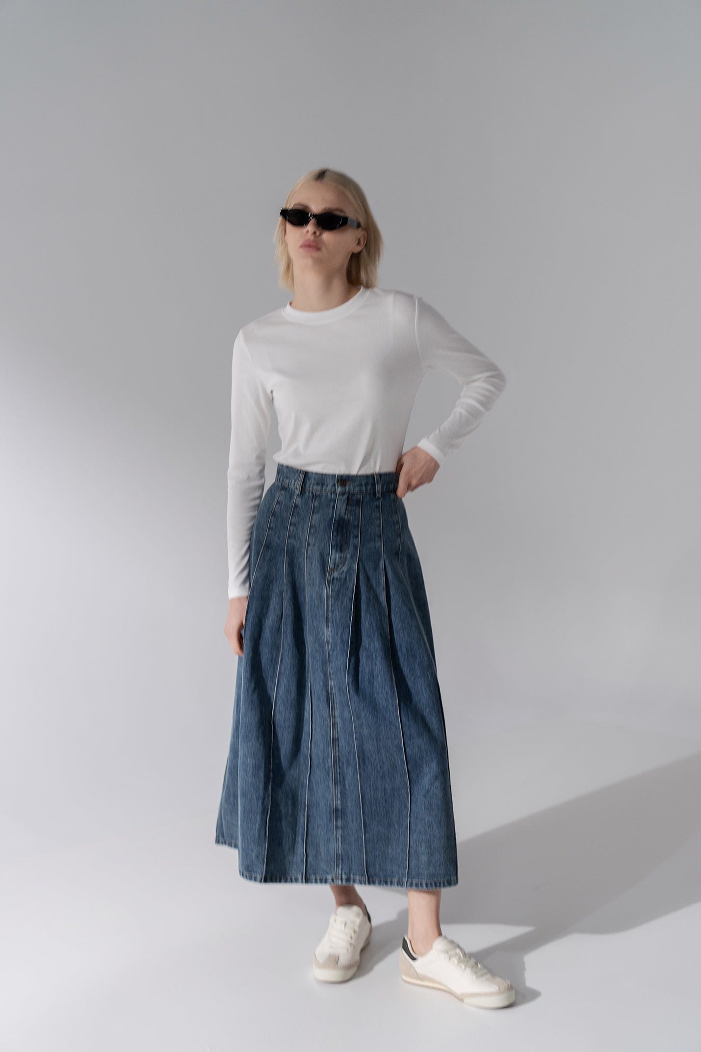 Dr denim pleated skirt hotsell