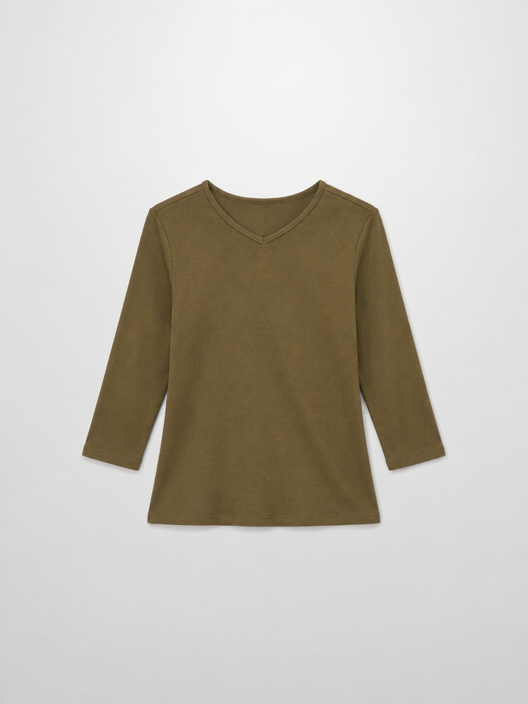 BASIC HIGH V TEE 3Q-OLIVE