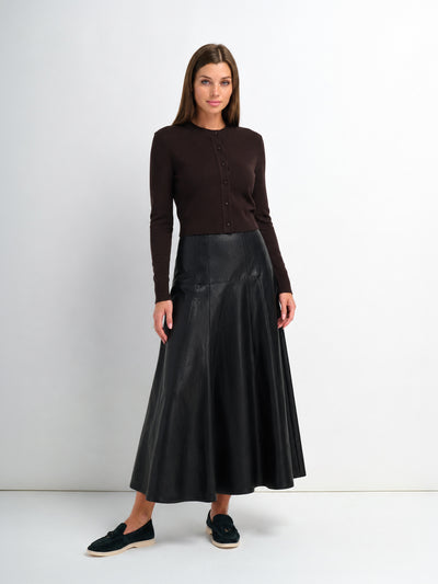 Smoked Faux Leather Skirt - Black