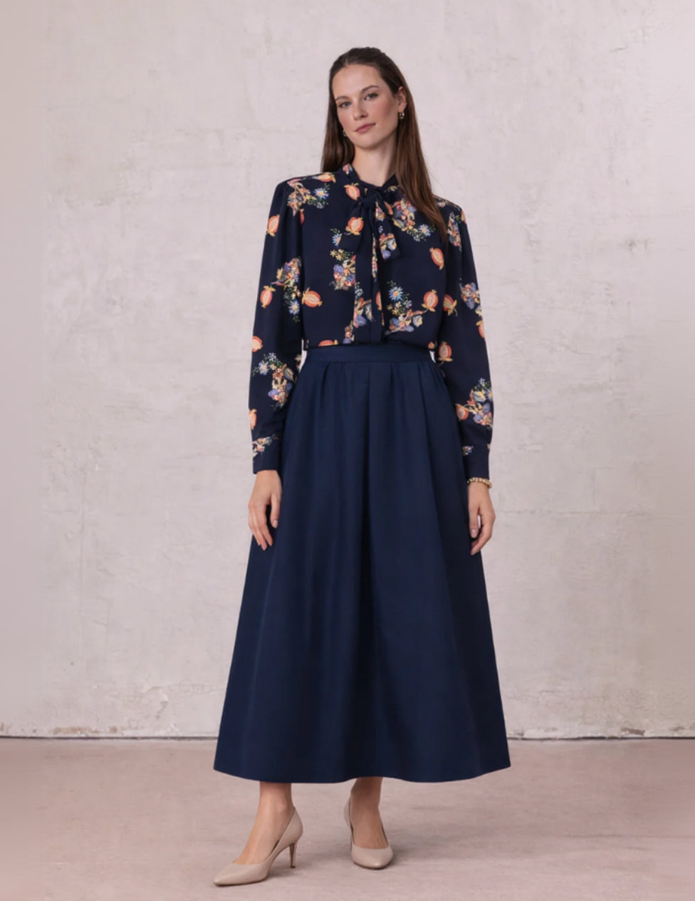 Bow Blouse-Pomegranate Floral