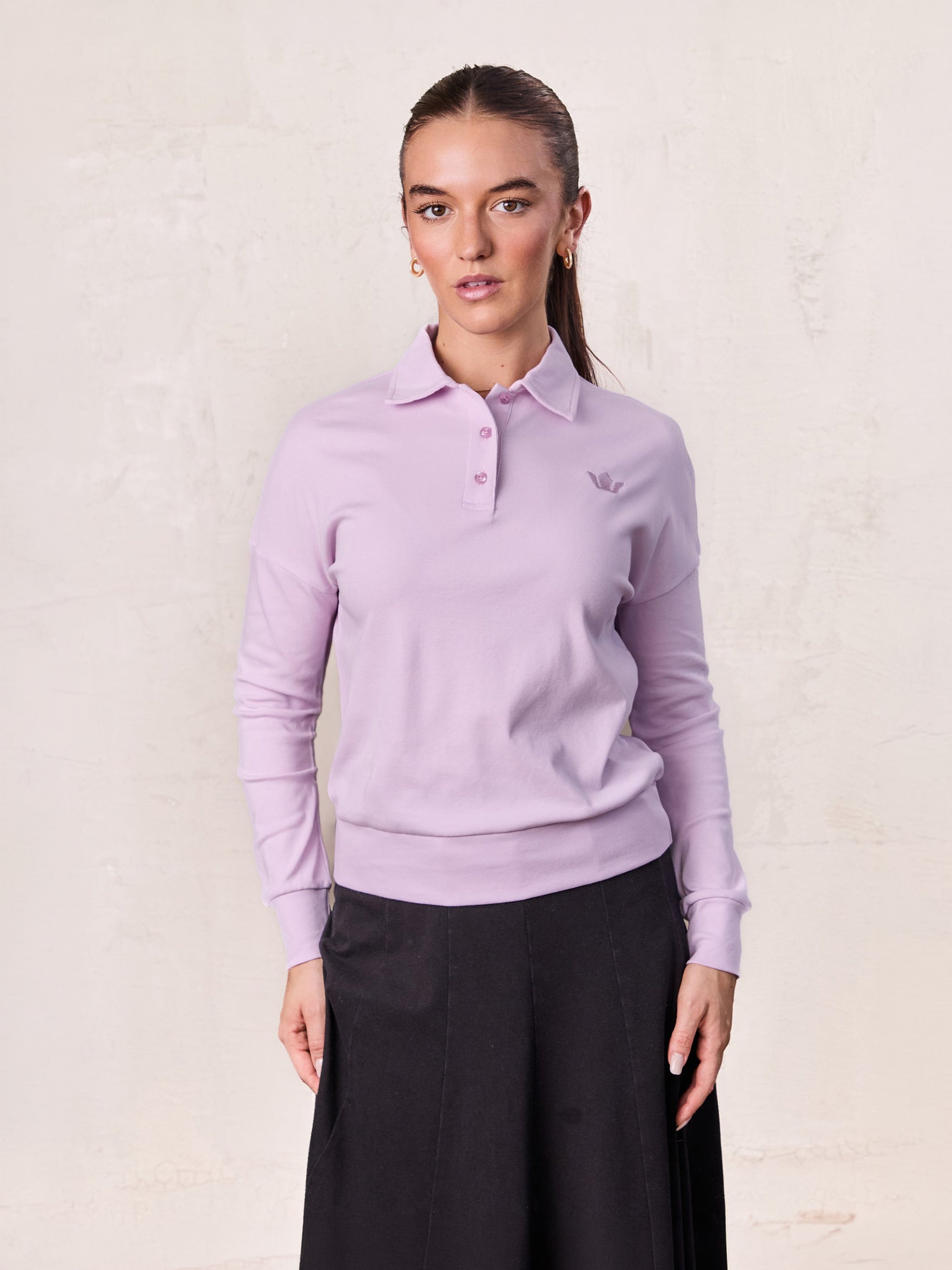 Collared Bomber Tee-Lilac