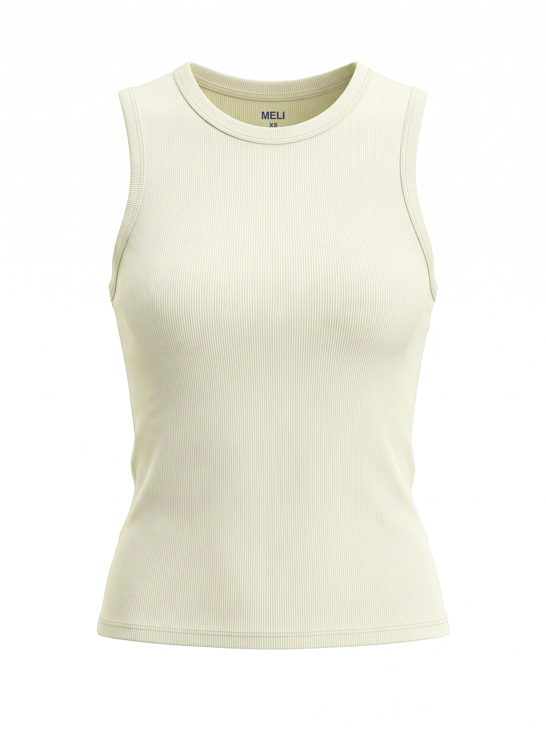 RIBBED CREW SLEEVELESS SHELL-CREAM
