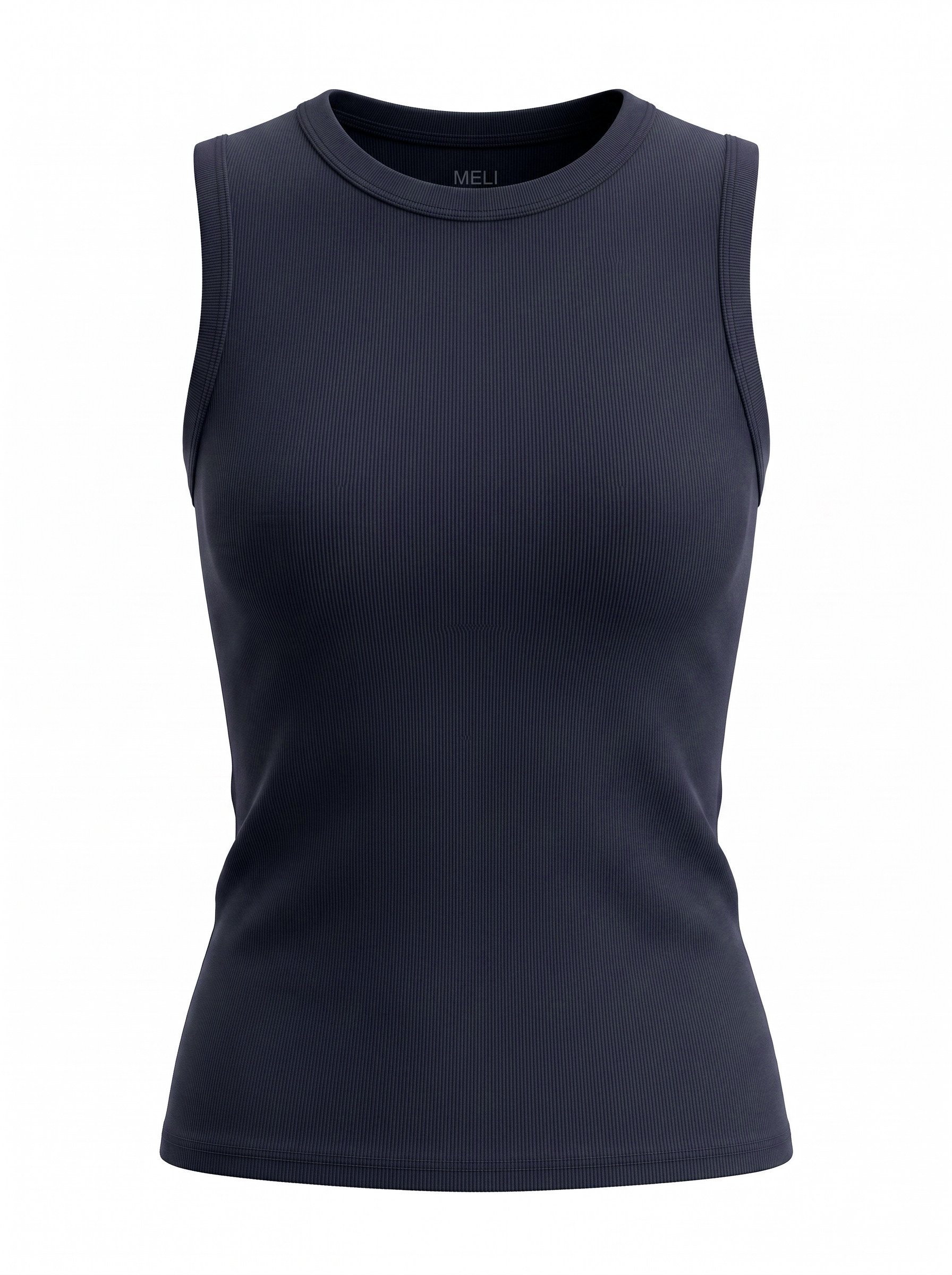 Sleeveless Basic Tee-Navy