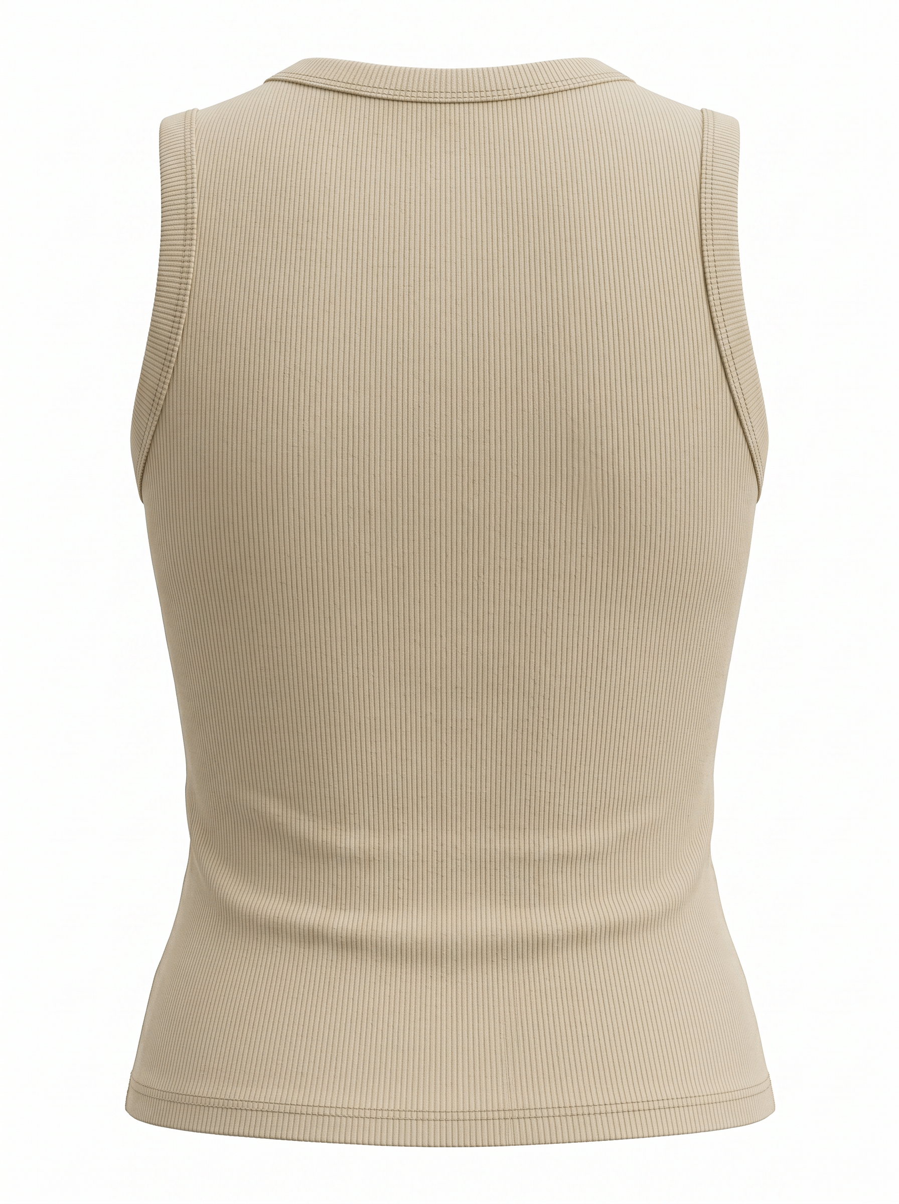 RIBBED CREW SLEEVELESS SHELL-TAN