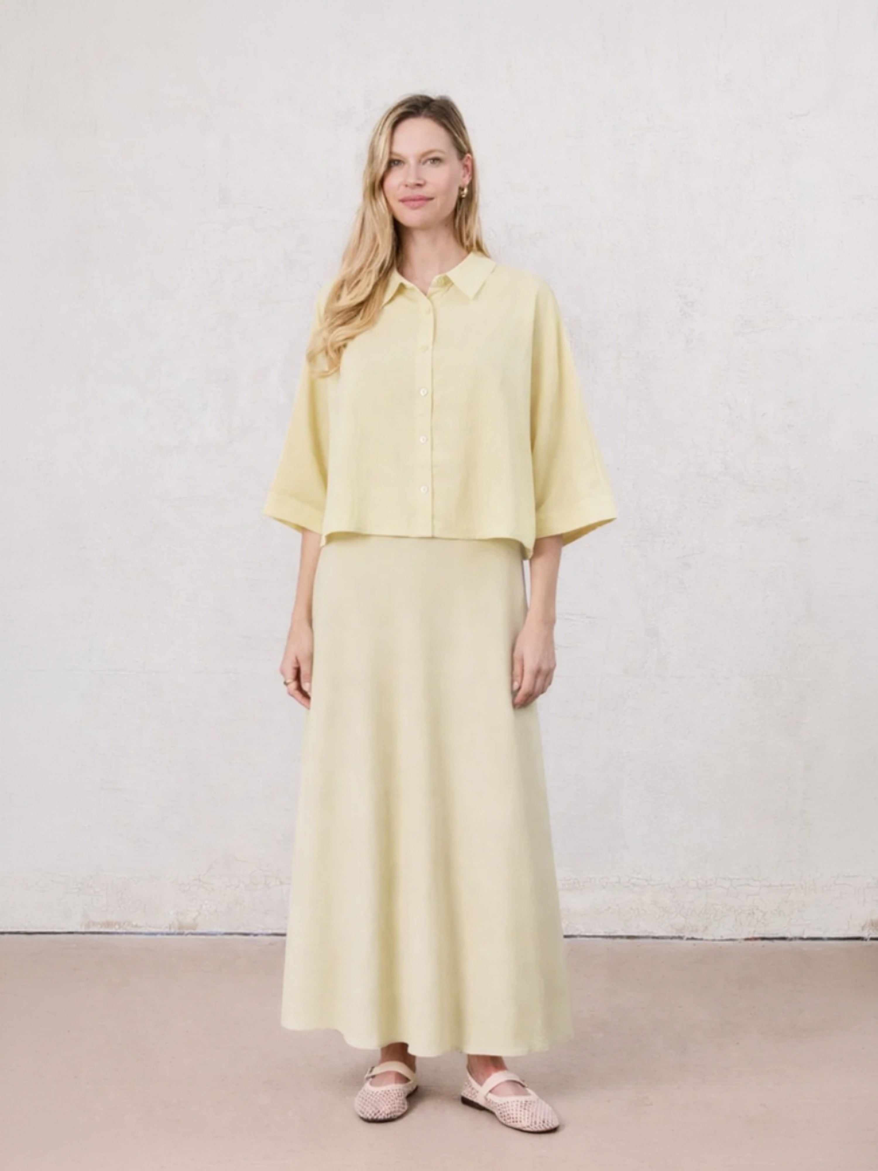 Crinkle Skirt 37"-Pale Yellow
