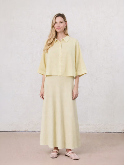Crinkle Skirt 37"-Pale Yellow