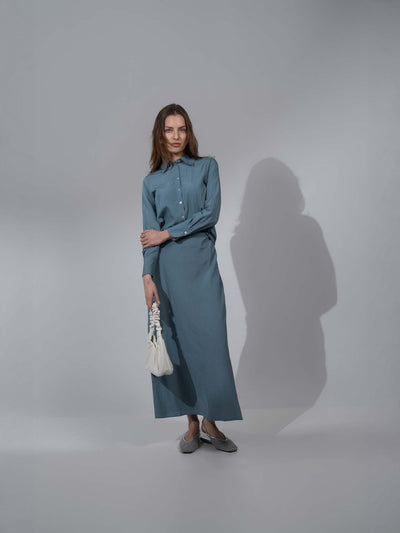 Crinkle Skirt 37"-Robin Blue
