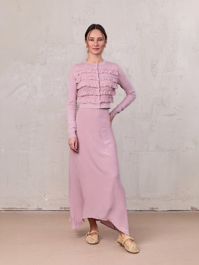 Curved Hem Maxi Skirt-Mauve