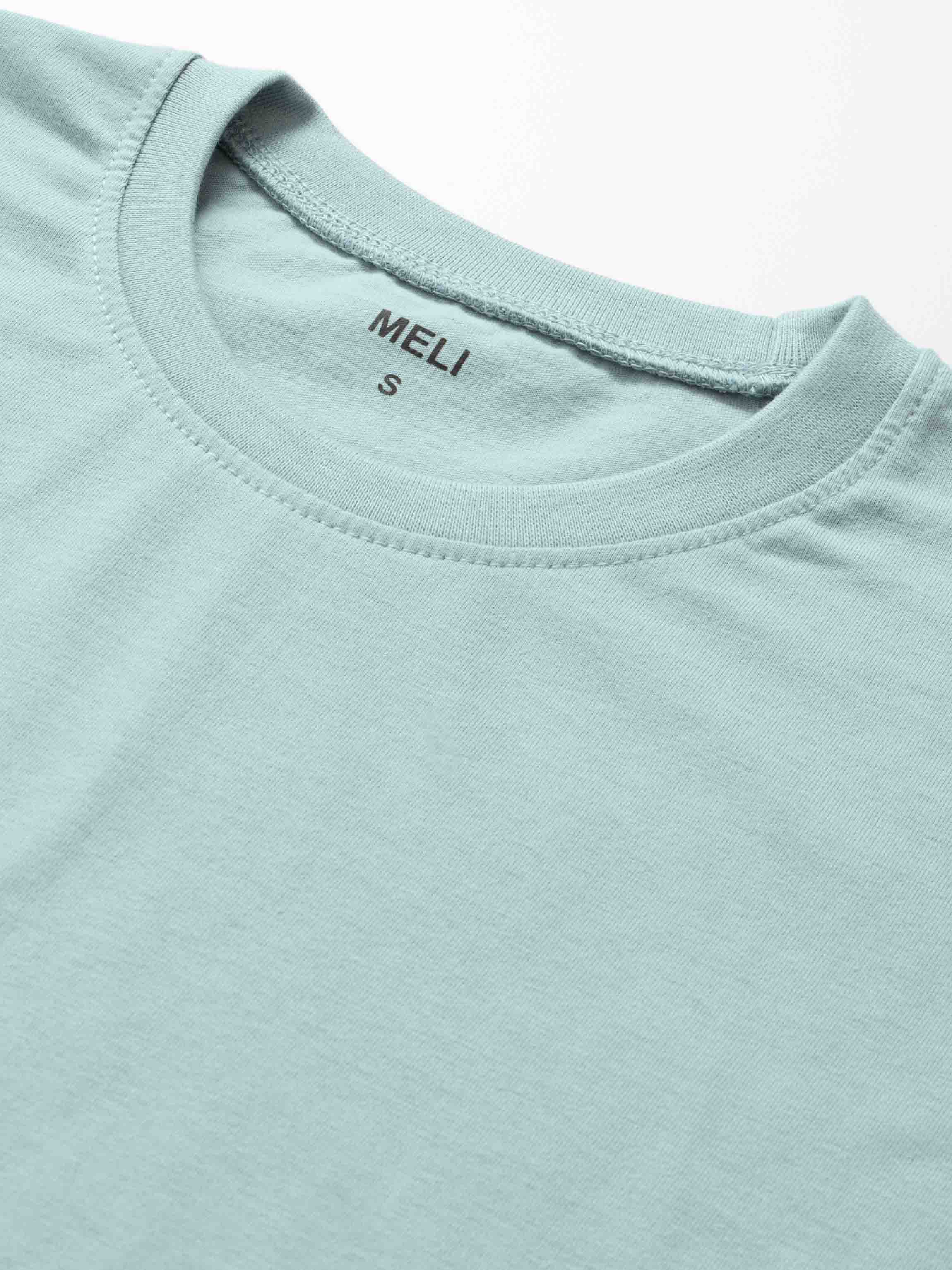 Side Seam Boxy Tee-Light Blue