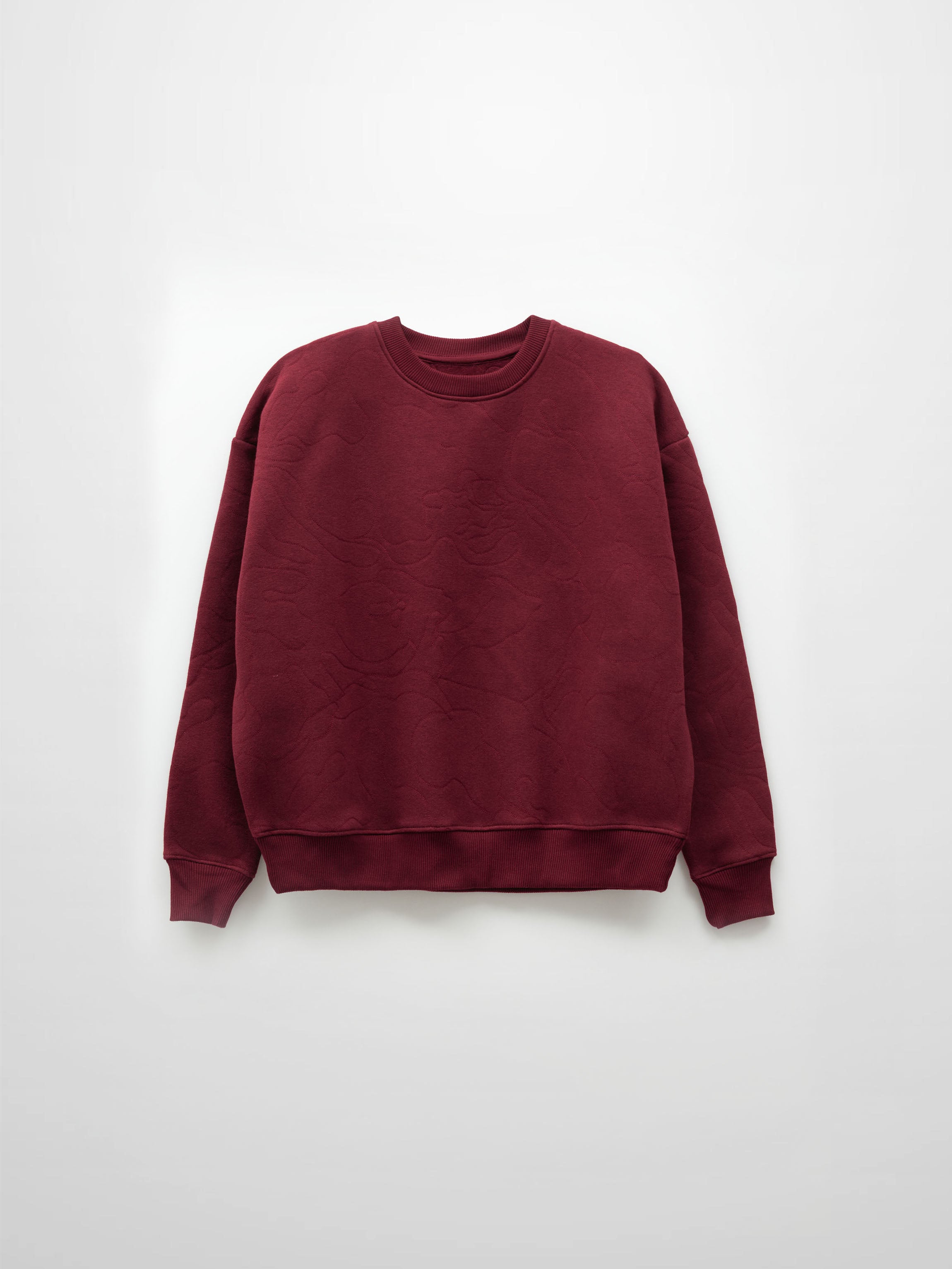 Embroidered Swirl Sweatshirt-Burgundy