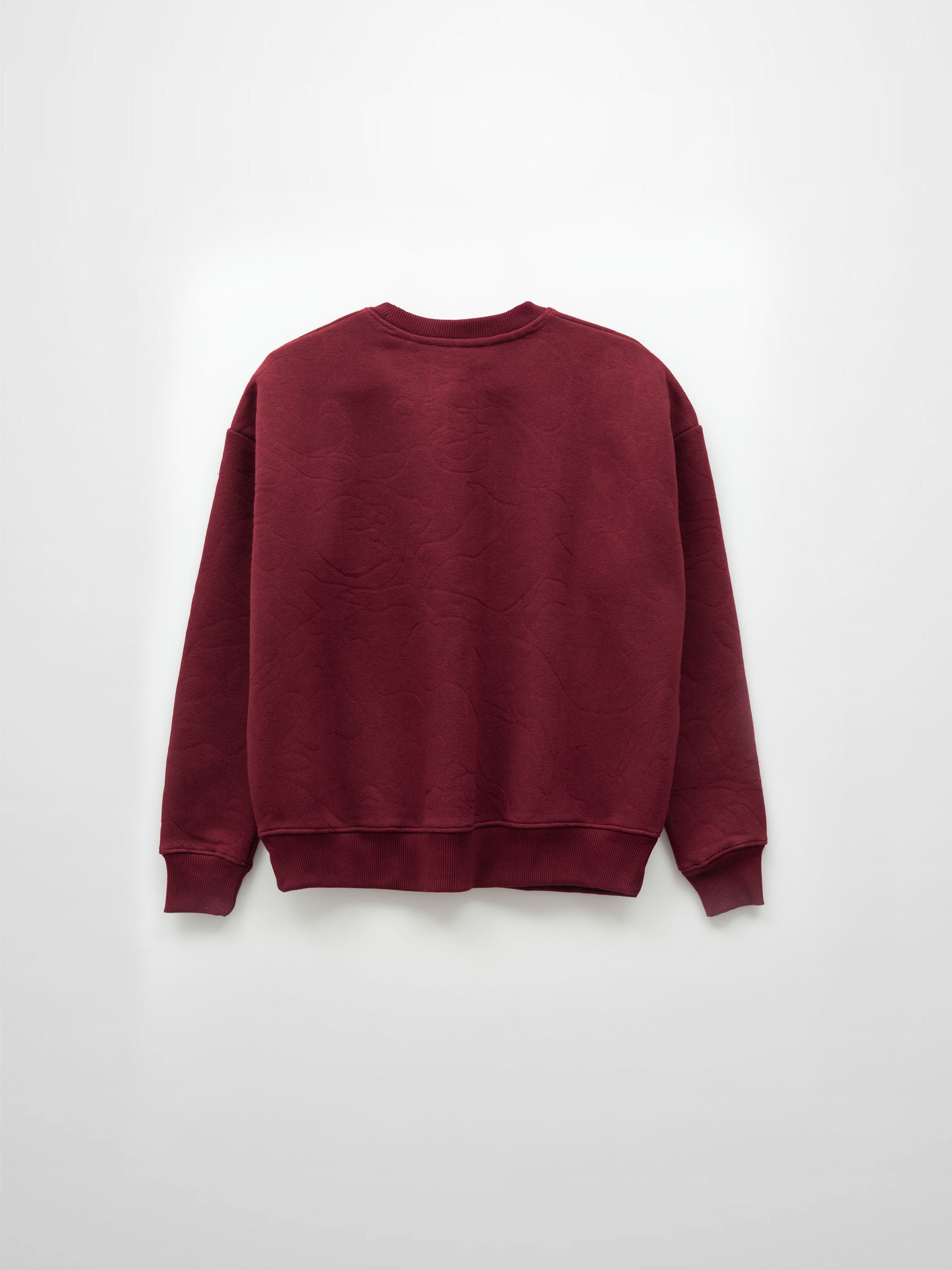 Embroidered Swirl Sweatshirt-Burgundy
