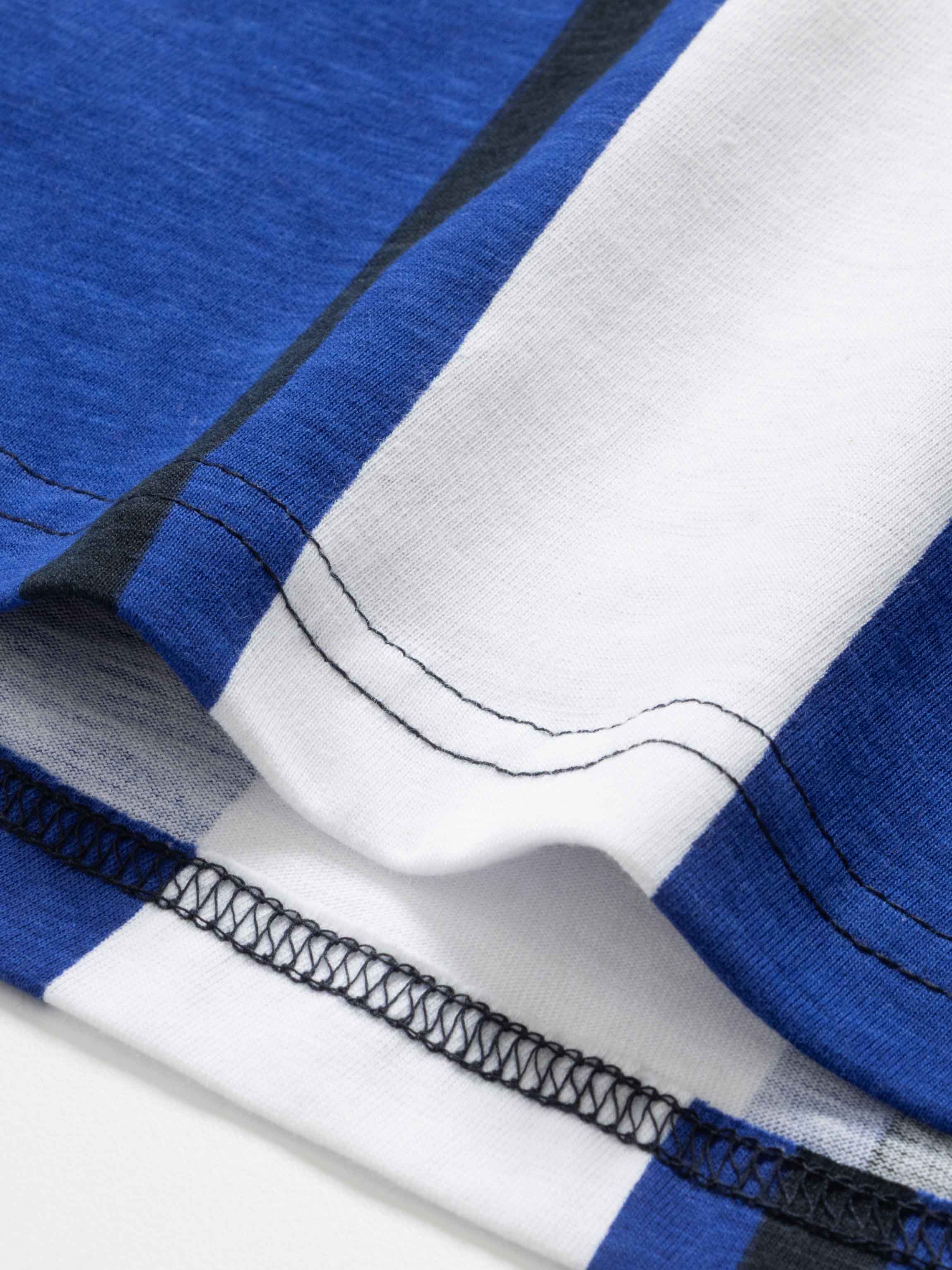 Mix Stripe Boxy Tee-Cobalt/Navy