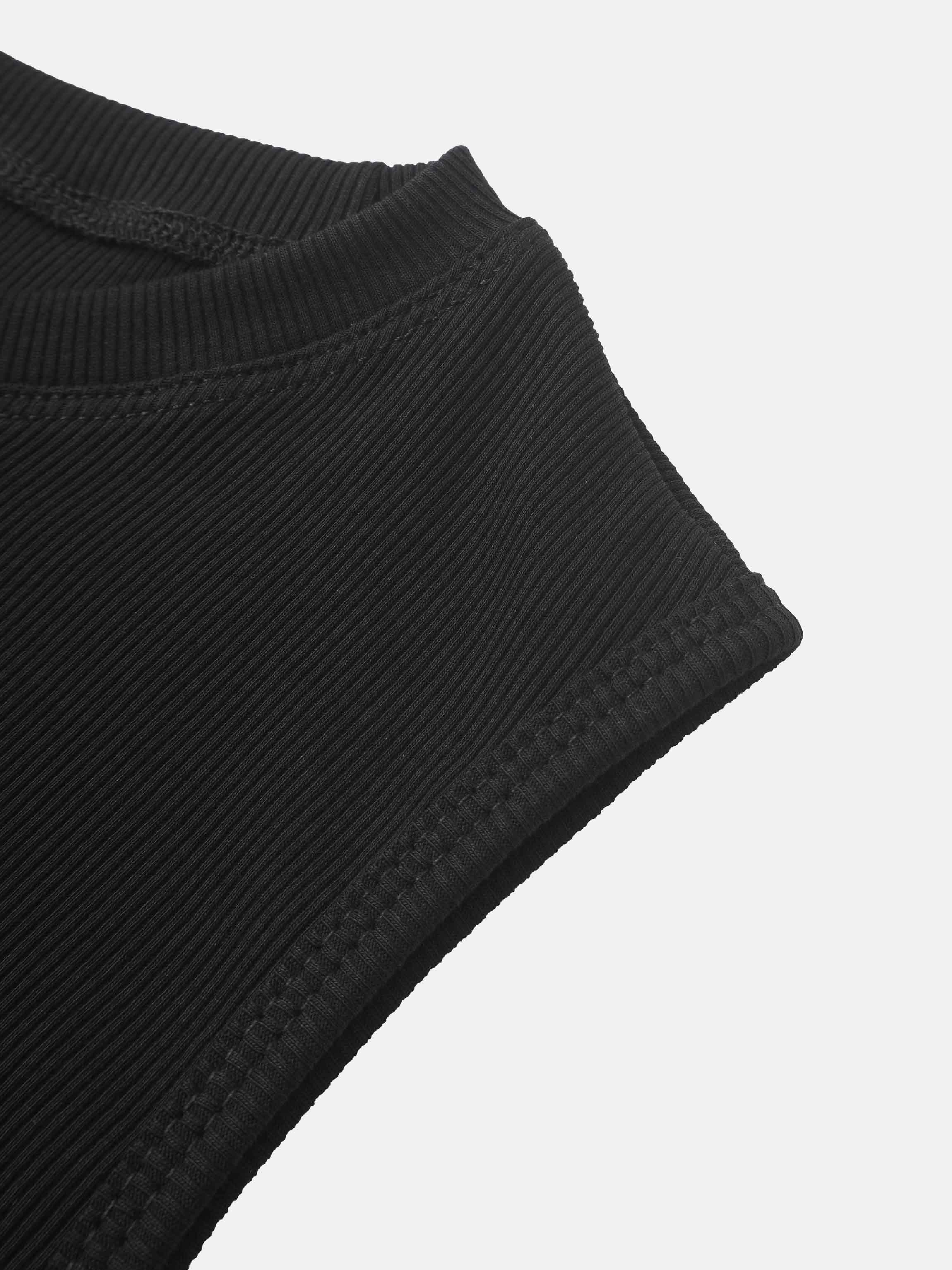 RIBBED CREW SLEEVELESS SHELL-BLACK