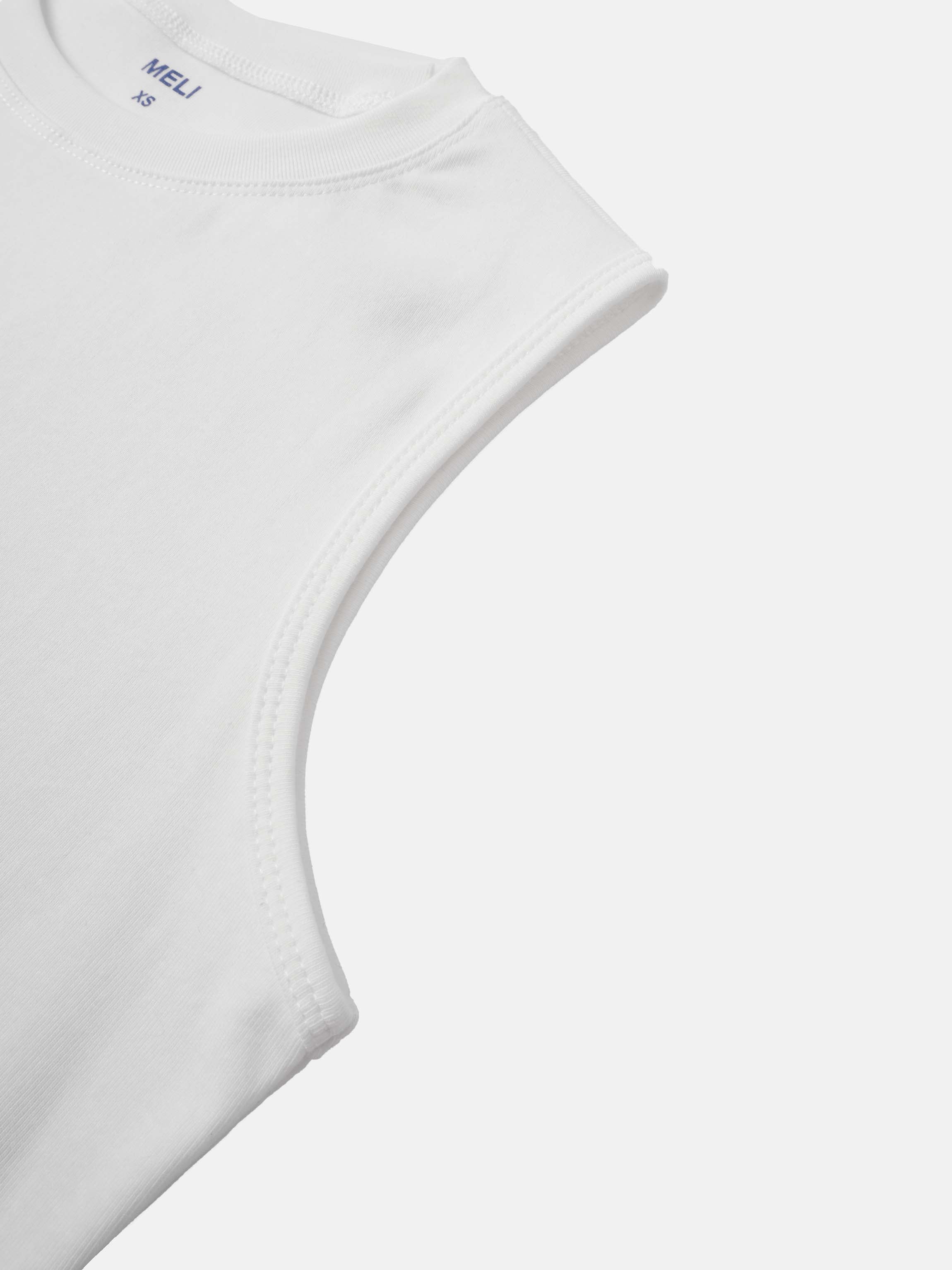 Sleeveless Basic Tee-White