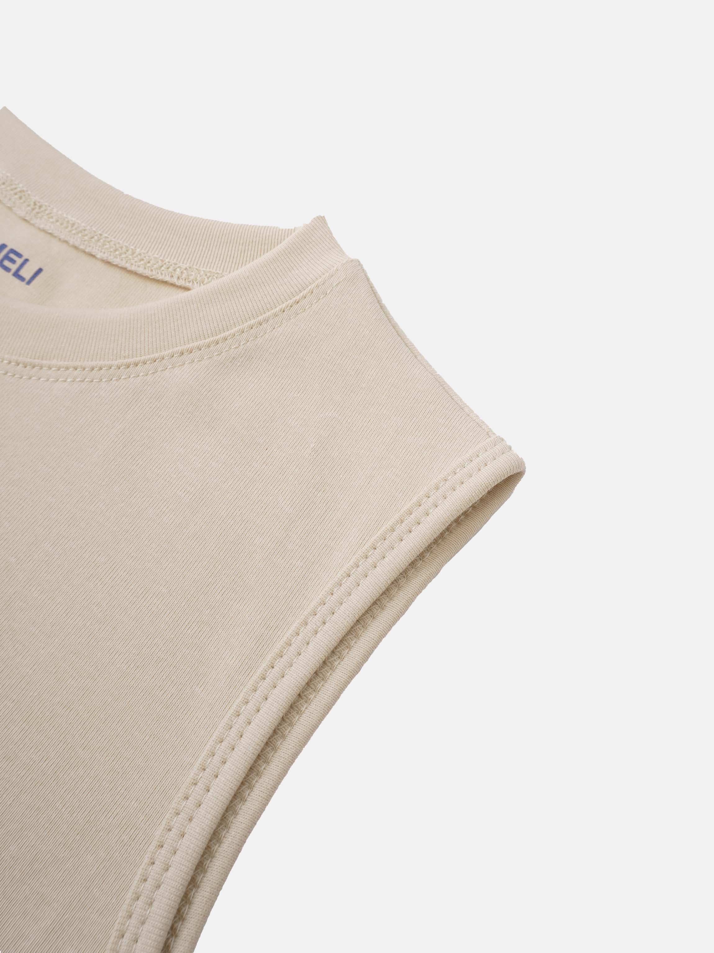 Sleeveless Basic Tee-Tan