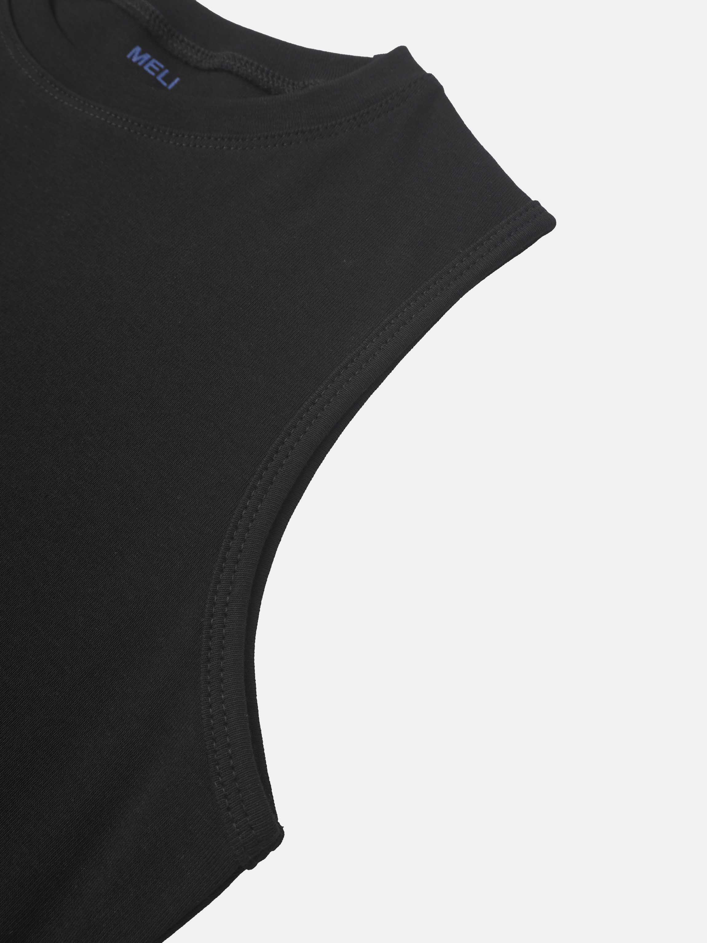Sleeveless Basic Tee-Black